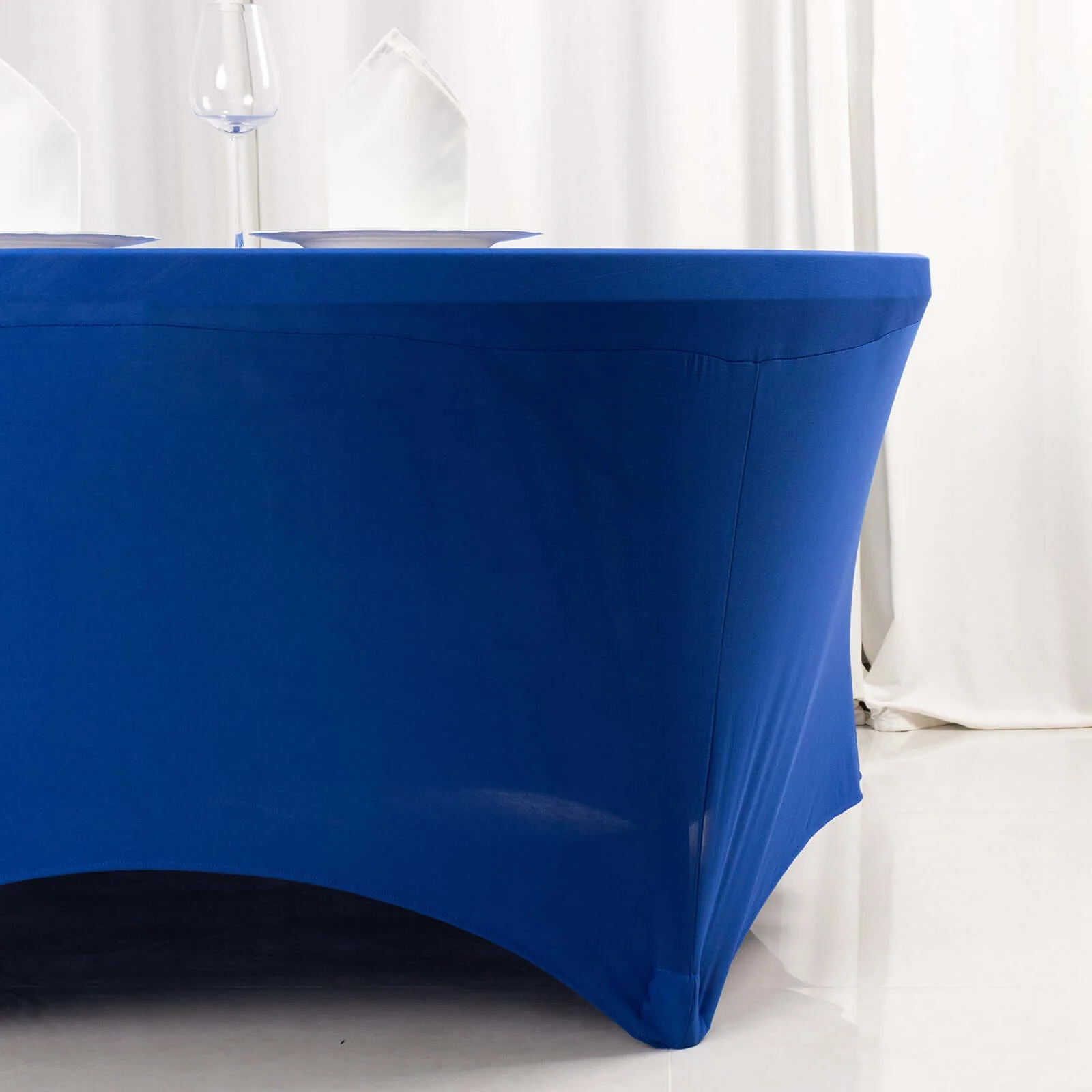 Stretch Spandex Round Tablecloth 6ft Royal Blue - Easy to Maintain Form-Fitting Table Cover - Image 2