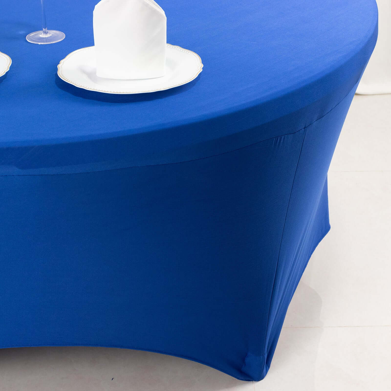 Stretch Spandex Round Tablecloth 6ft Royal Blue - Easy to Maintain Form-Fitting Table Cover - Image 5