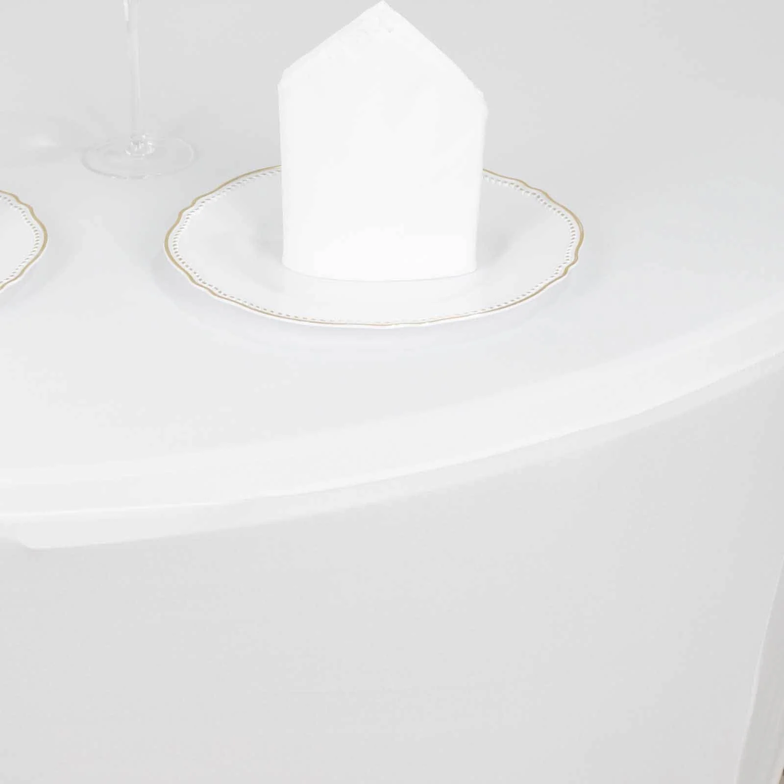 Stretch Spandex Round Tablecloth 6ft White - Easy to Maintain Form-Fitting Table Cover for Weddings & Events - Image 4