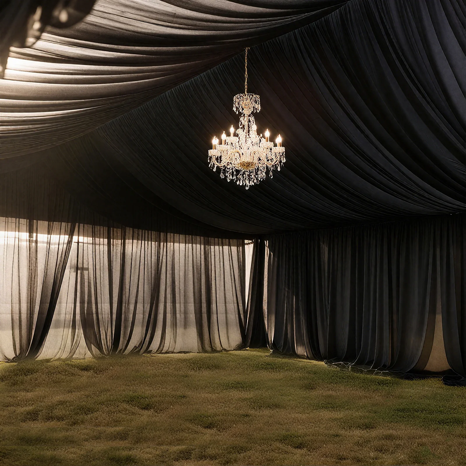 Stretch Spandex Tent Ceiling Drape – 25ft x 36ft, Black 100GSM Wrinkle-Free Fabric Ceiling Liner with Pole Pockets, Standard