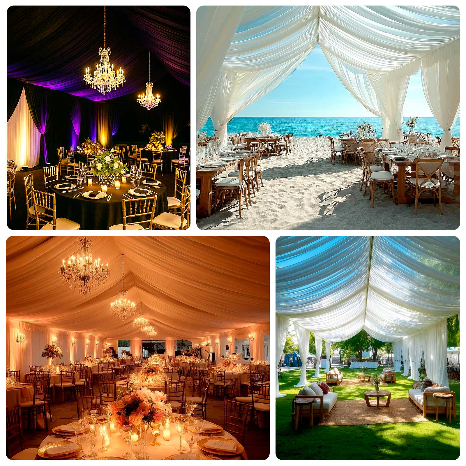 Stretch Spandex Tent Ceiling Drape – 25ft x 36ft, White 180GSM Wrinkle-Free Fabric Ceiling Liner with Pole Pockets, Premium - Image 5