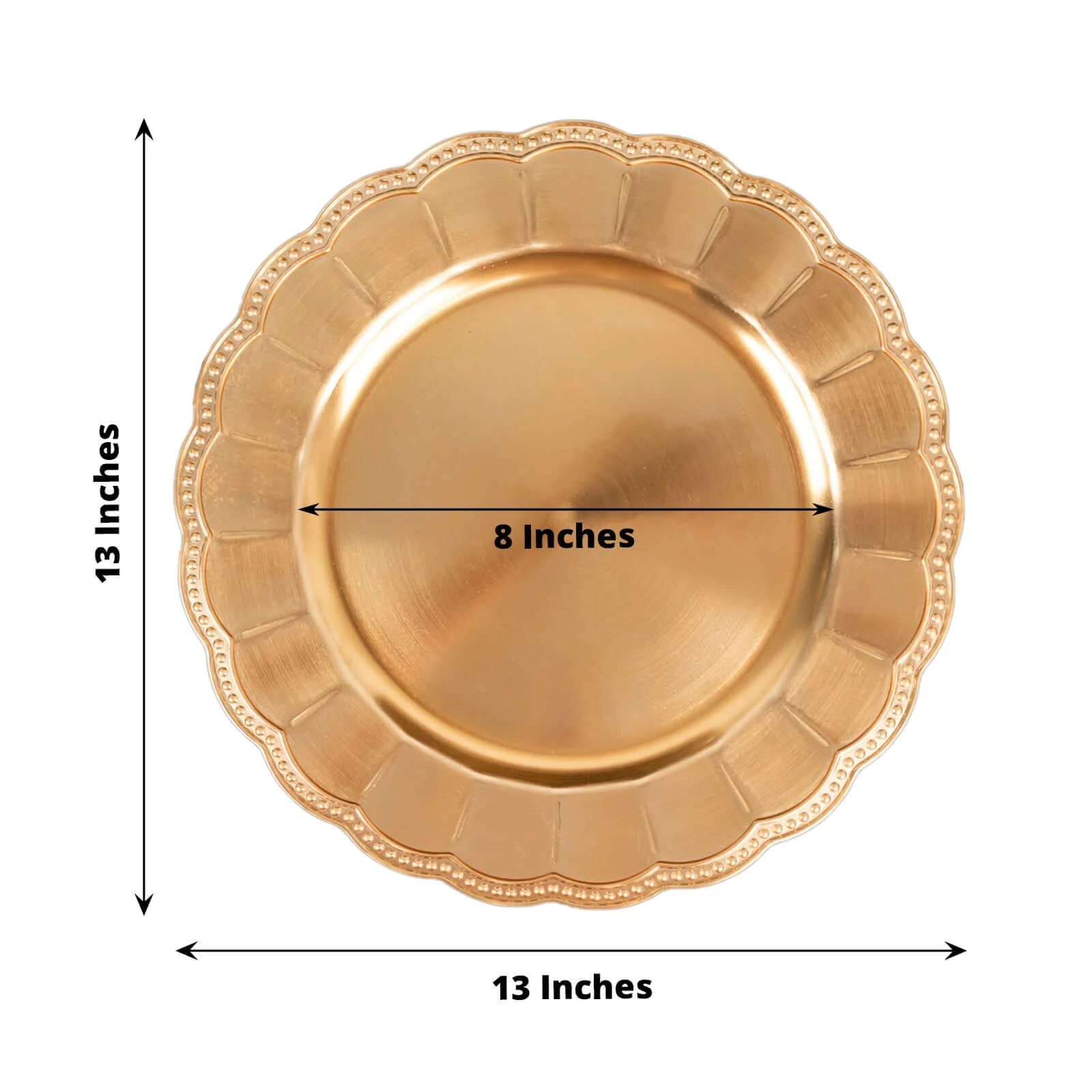 6-Pack Acrylic Charger Plates 13" Round Metallic Gold Beaded Sunflower Rim - Plastic Dinner Party Charger Tableware - Image 3