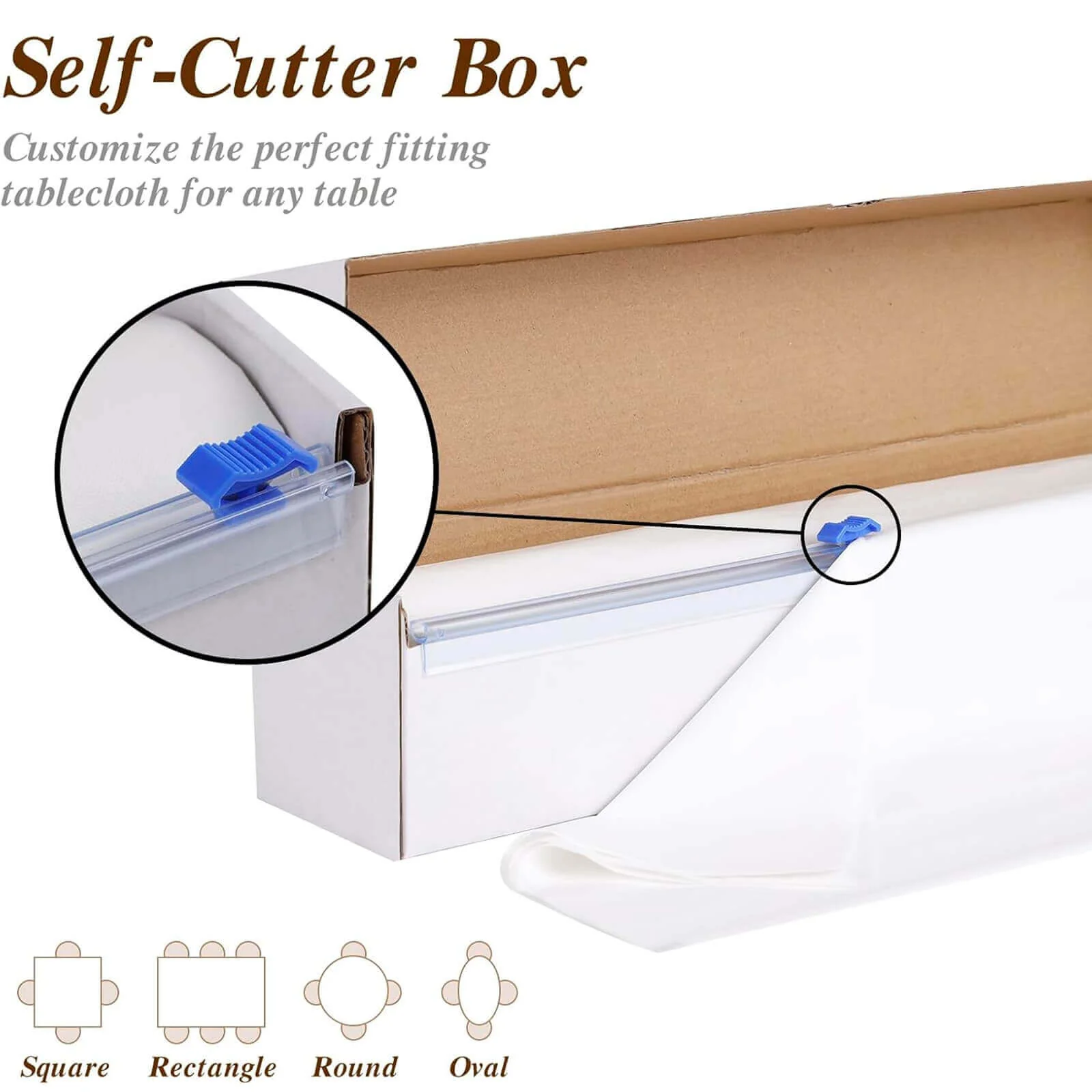 Plastic Table Cover Roll 54"x300ft White with Slide Cutter - Cuts Up to 36 Rectangle 8ft Disposable Tablecloths - Image 2