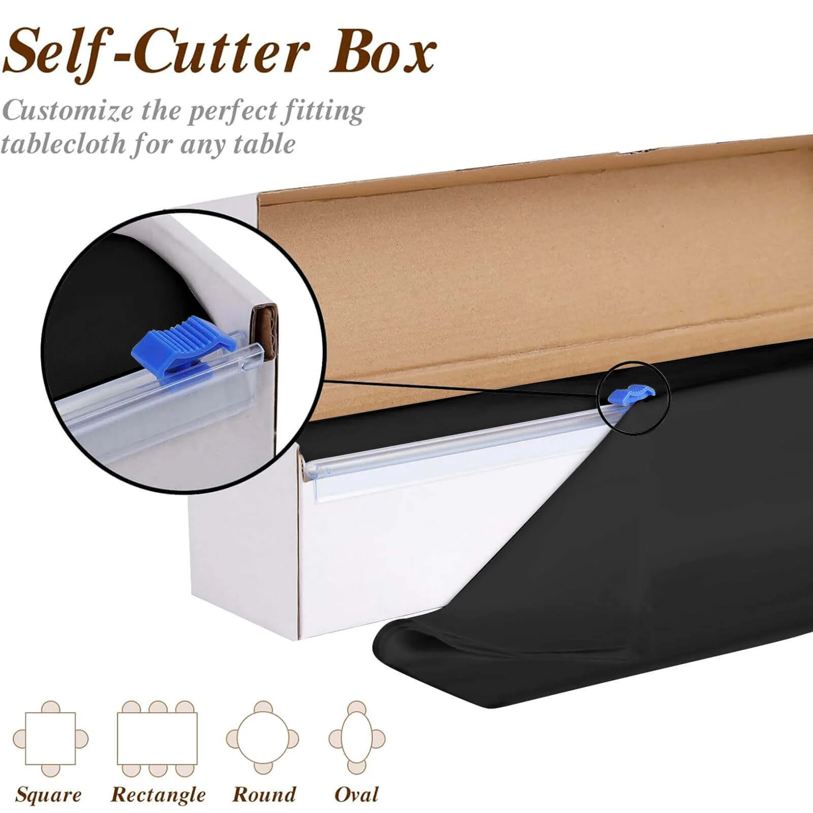 Plastic Table Cover Roll 54"x300ft Black with Slide Cutter - Cuts Up to 36 Rectangle 8ft Disposable Tablecloths - Image 2