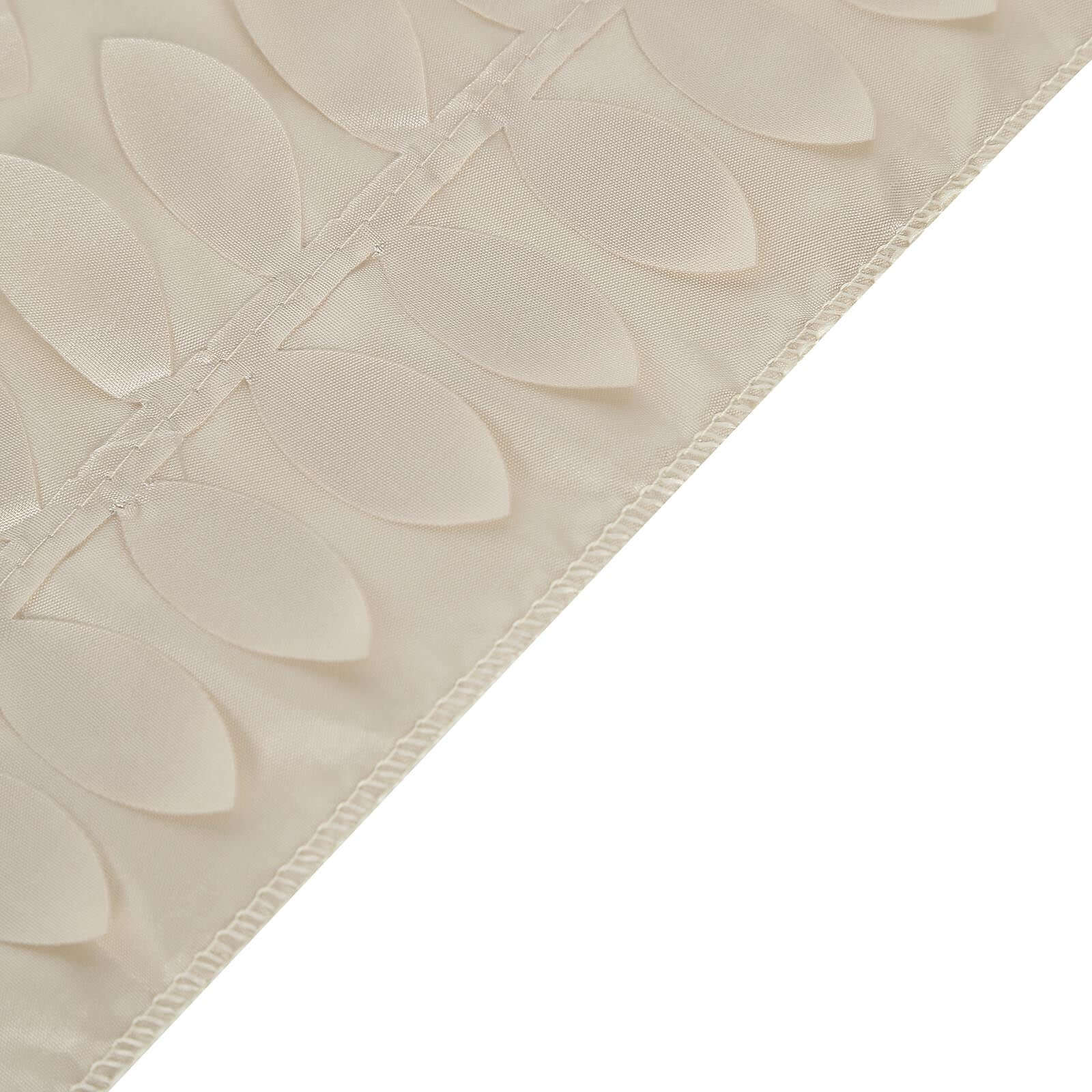 Taffeta Fabric Table Runner 12"x108" Beige - 3D Leaf Petal Table Decor - Image 3
