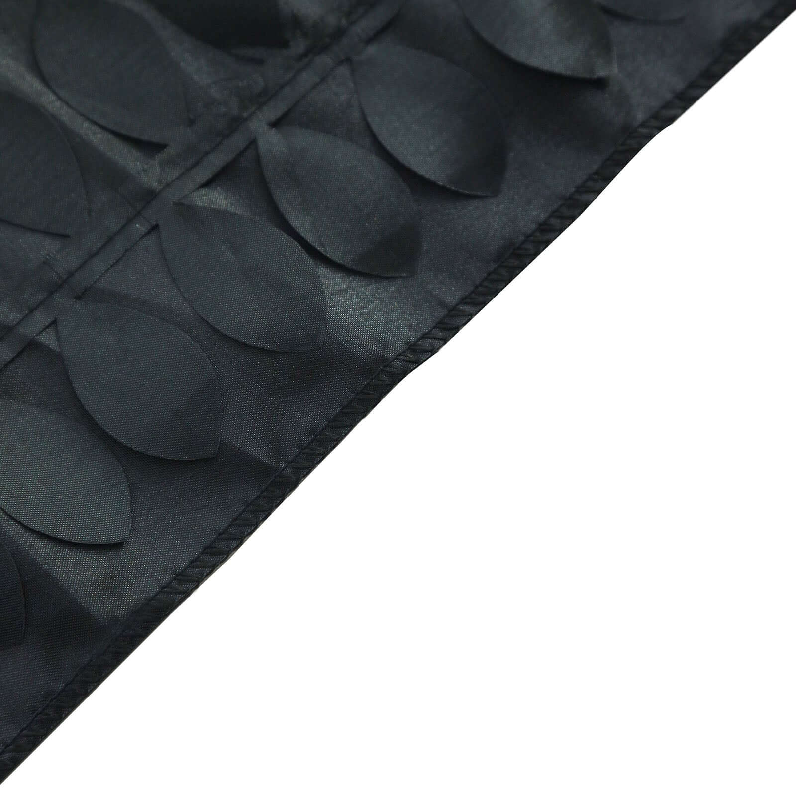 Taffeta Fabric Table Runner 12"x108" Black 3D Leaf Petal - Chic Wedding Decor - Image 3