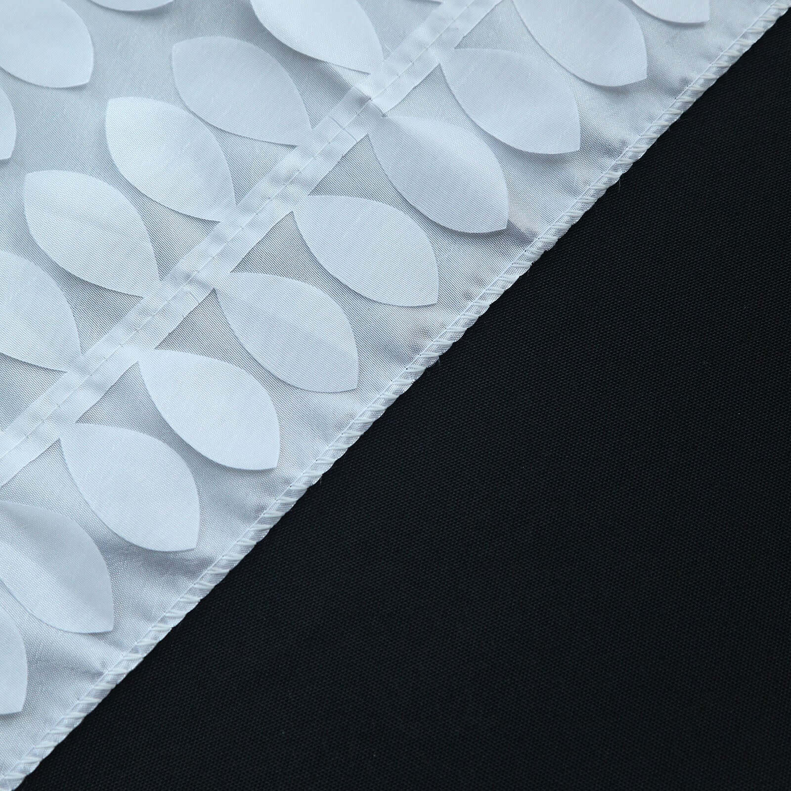 Taffeta Fabric Table Runner 12"x108" White 3D Leaf Petal - Chic Wedding Decor - Image 11