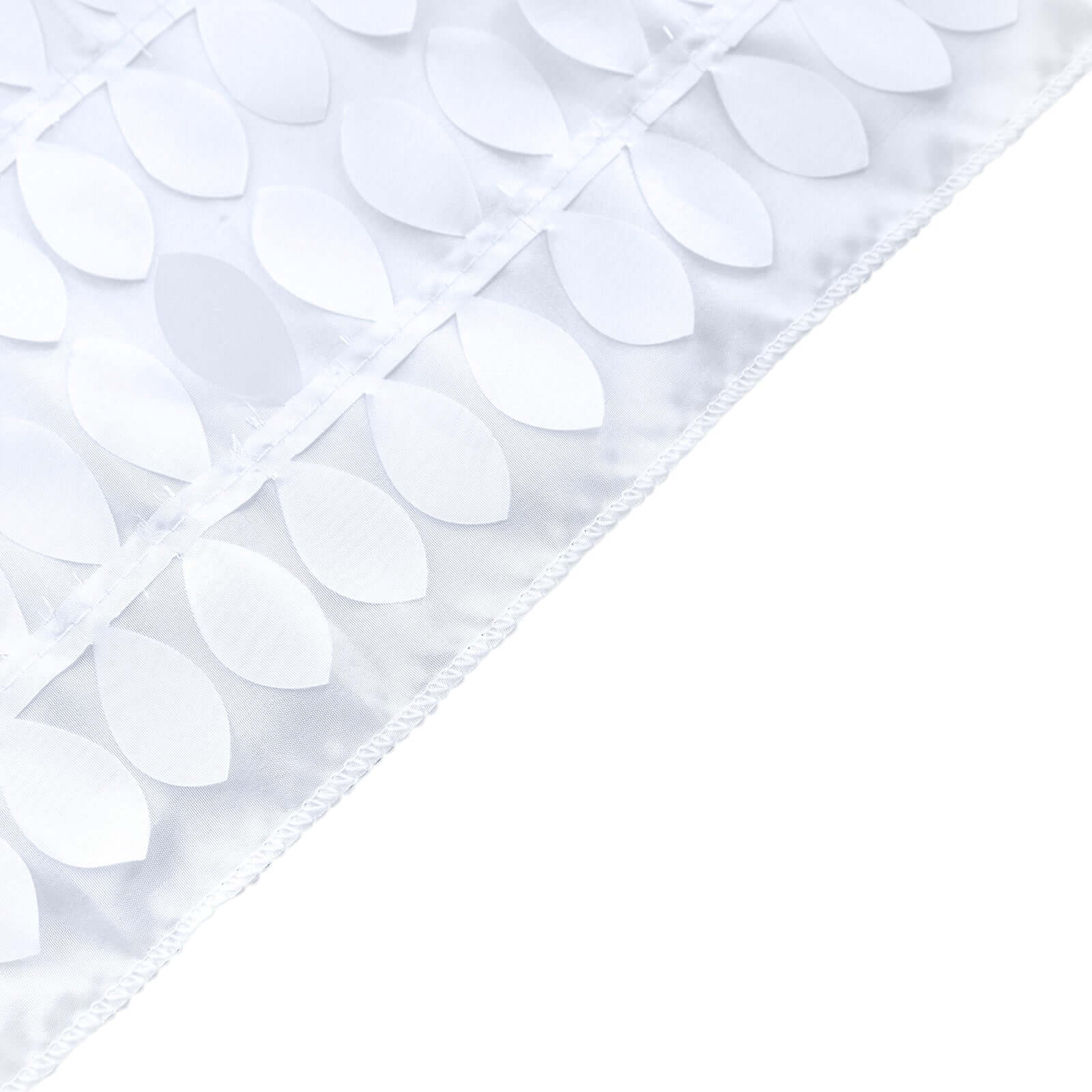 Taffeta Fabric Table Runner 12"x108" White 3D Leaf Petal - Chic Wedding Decor - Image 12