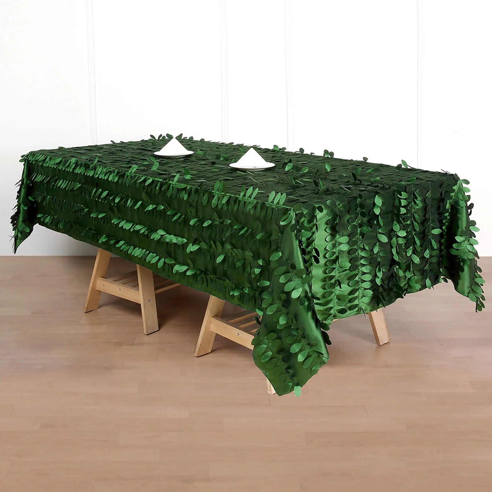 Taffeta Rectangle Tablecloth 60"x102" Green 3D Leaf Petal Design for Upscale Gatherings - Image 5