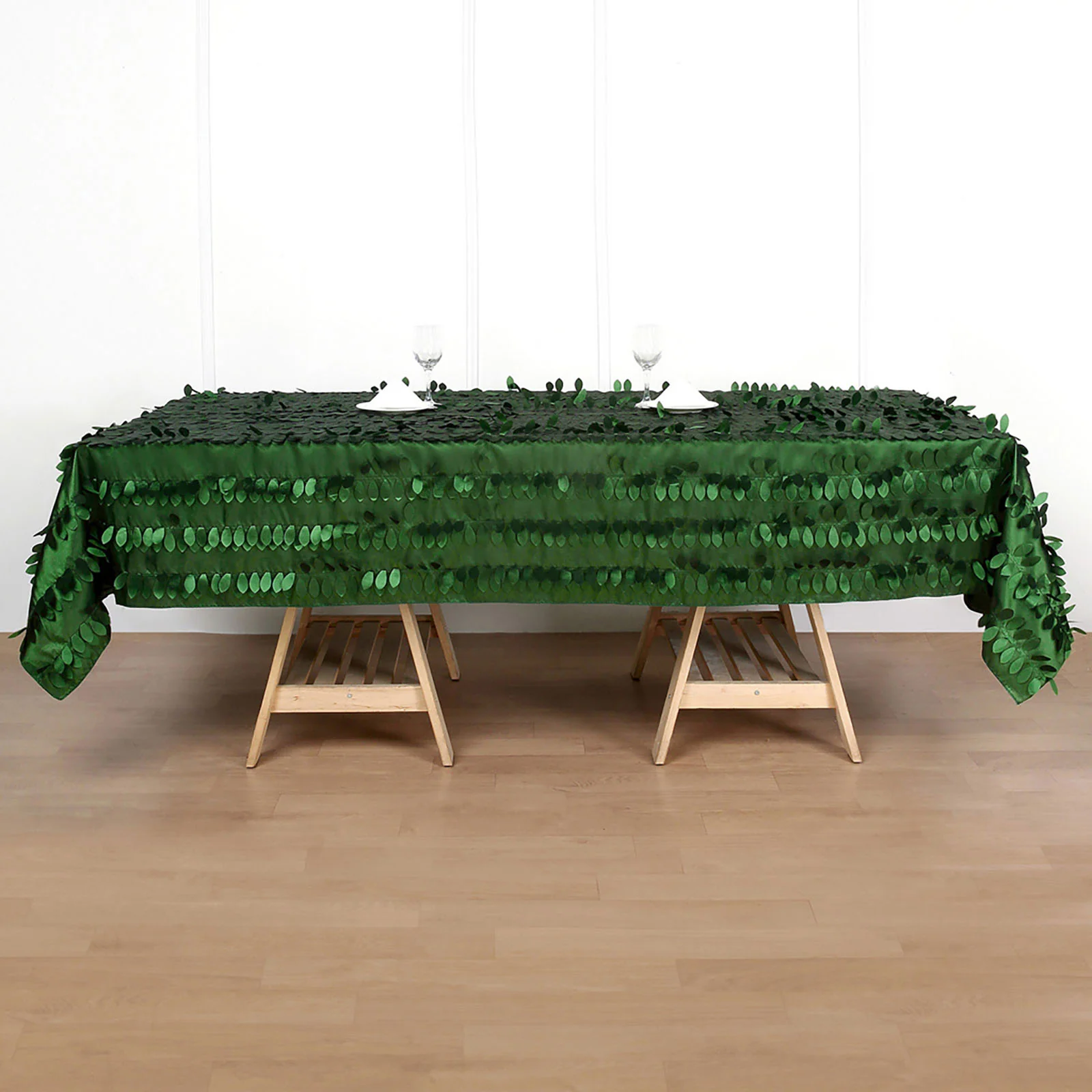 Taffeta Rectangle Tablecloth 60"x102" Green 3D Leaf Petal Design for Upscale Gatherings - Image 6
