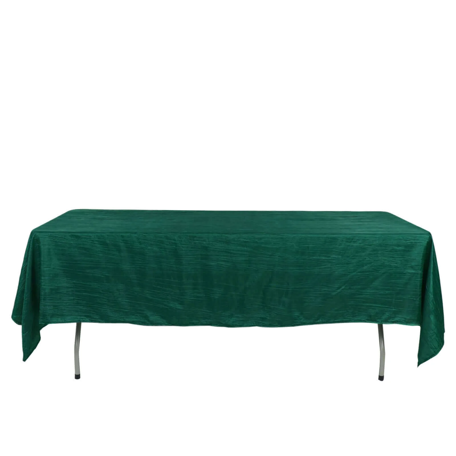 Taffeta Rectangle Tablecloth 60"x102" Hunter Emerald Green Accordion Crinkle Table Cover - Image 7