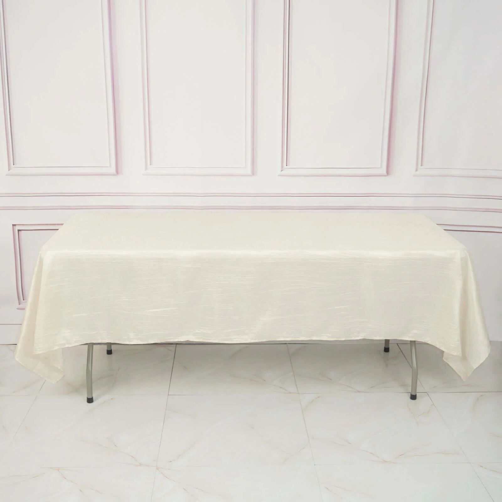 Taffeta Rectangle Tablecloth 60"x102" Ivory Accordion Crinkle Table Cover - Image 3