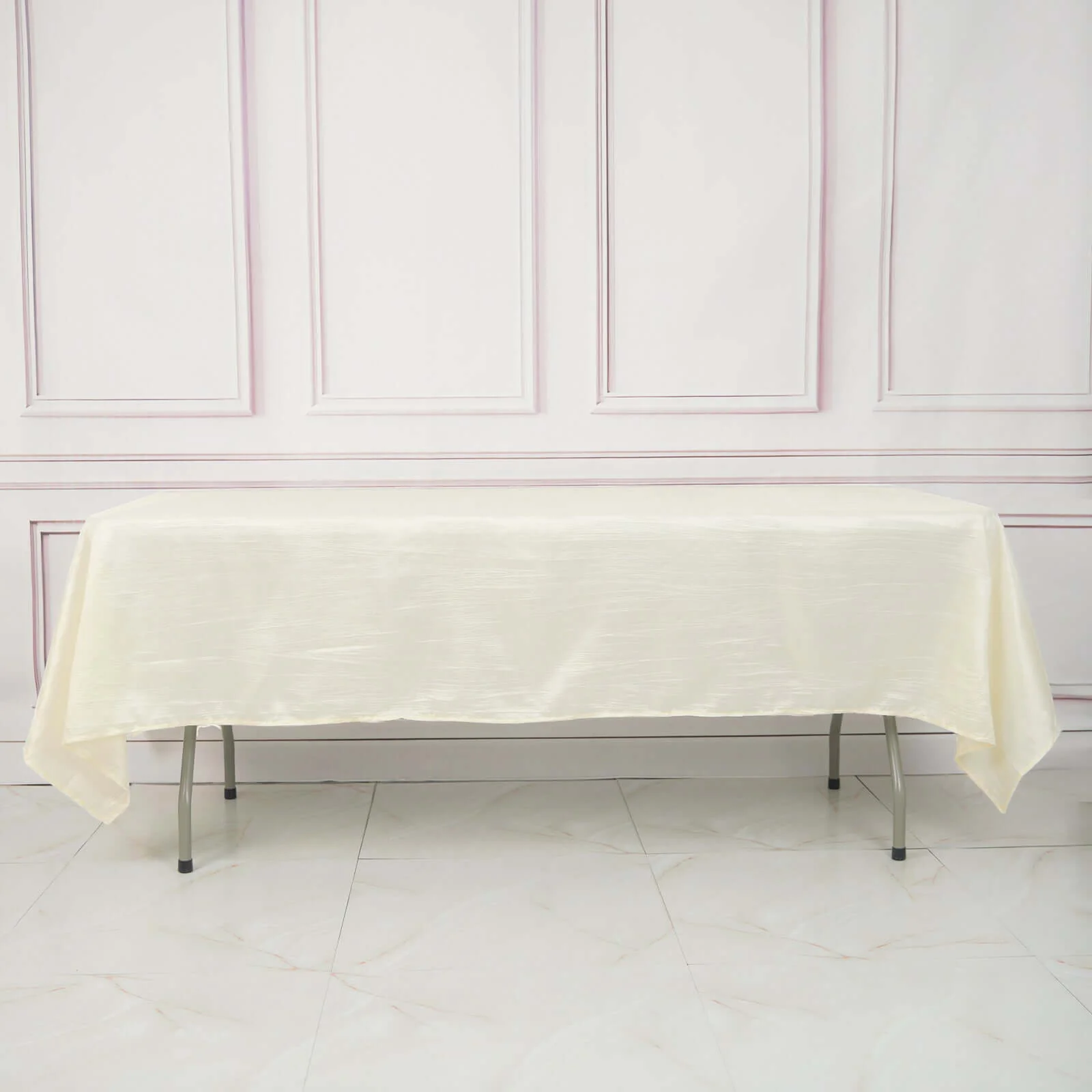 Taffeta Rectangle Tablecloth 60"x102" Ivory Accordion Crinkle Table Cover - Image 7