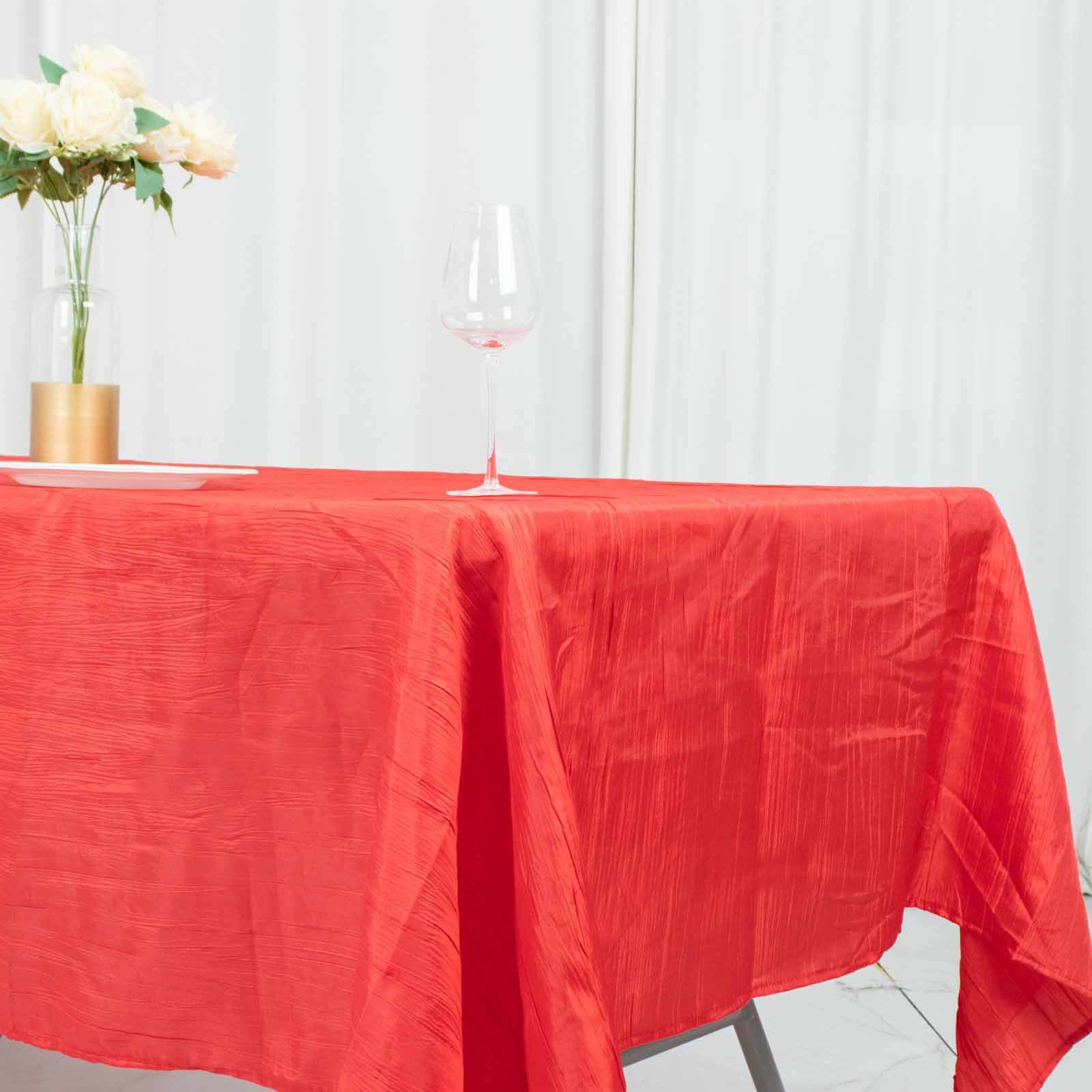 Taffeta Rectangle Tablecloth 60"x102" Red Accordion Crinkle Table Cover - Image 2