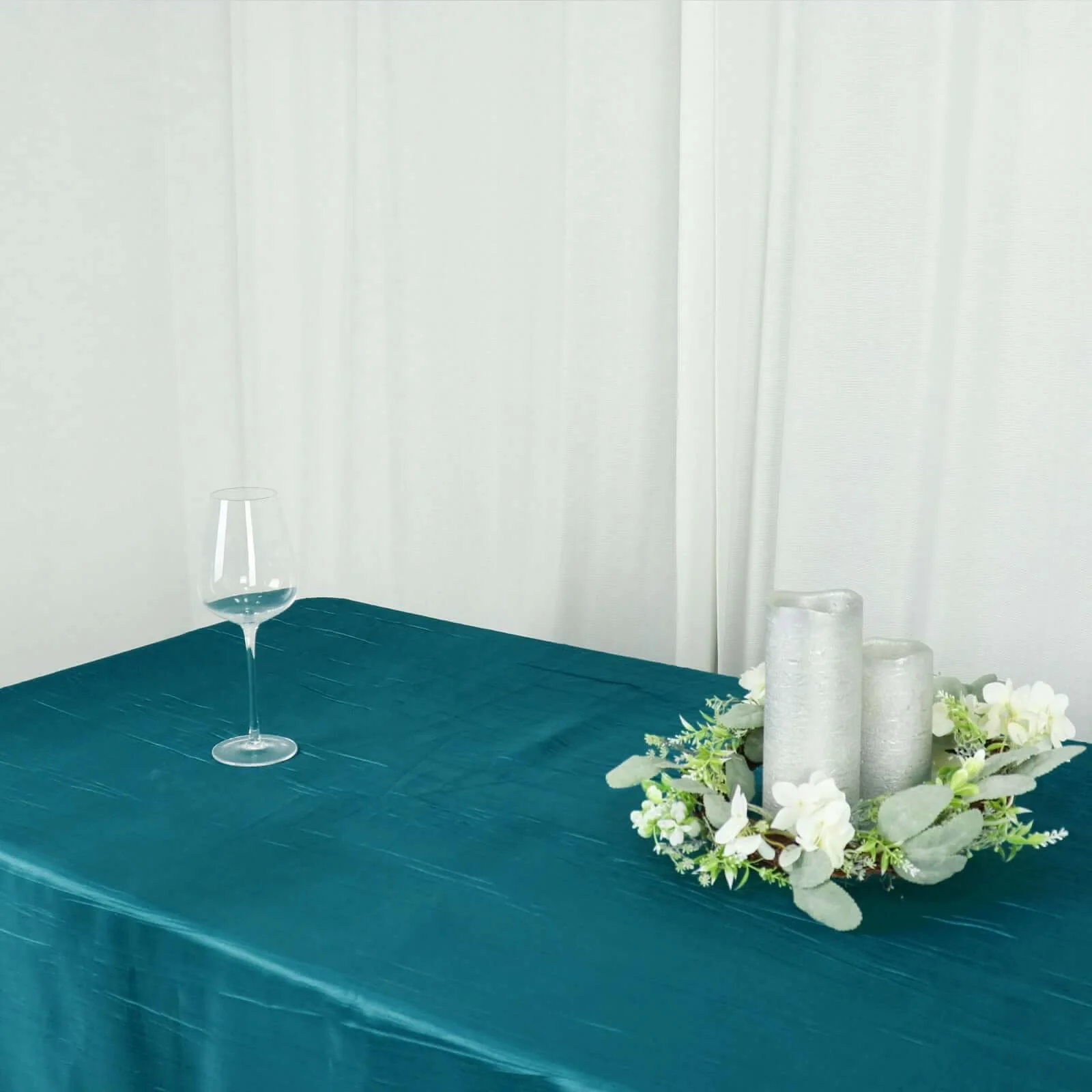 Taffeta Rectangle Tablecloth 60"x102" Teal Accordion Crinkle Table Cover - Image 10
