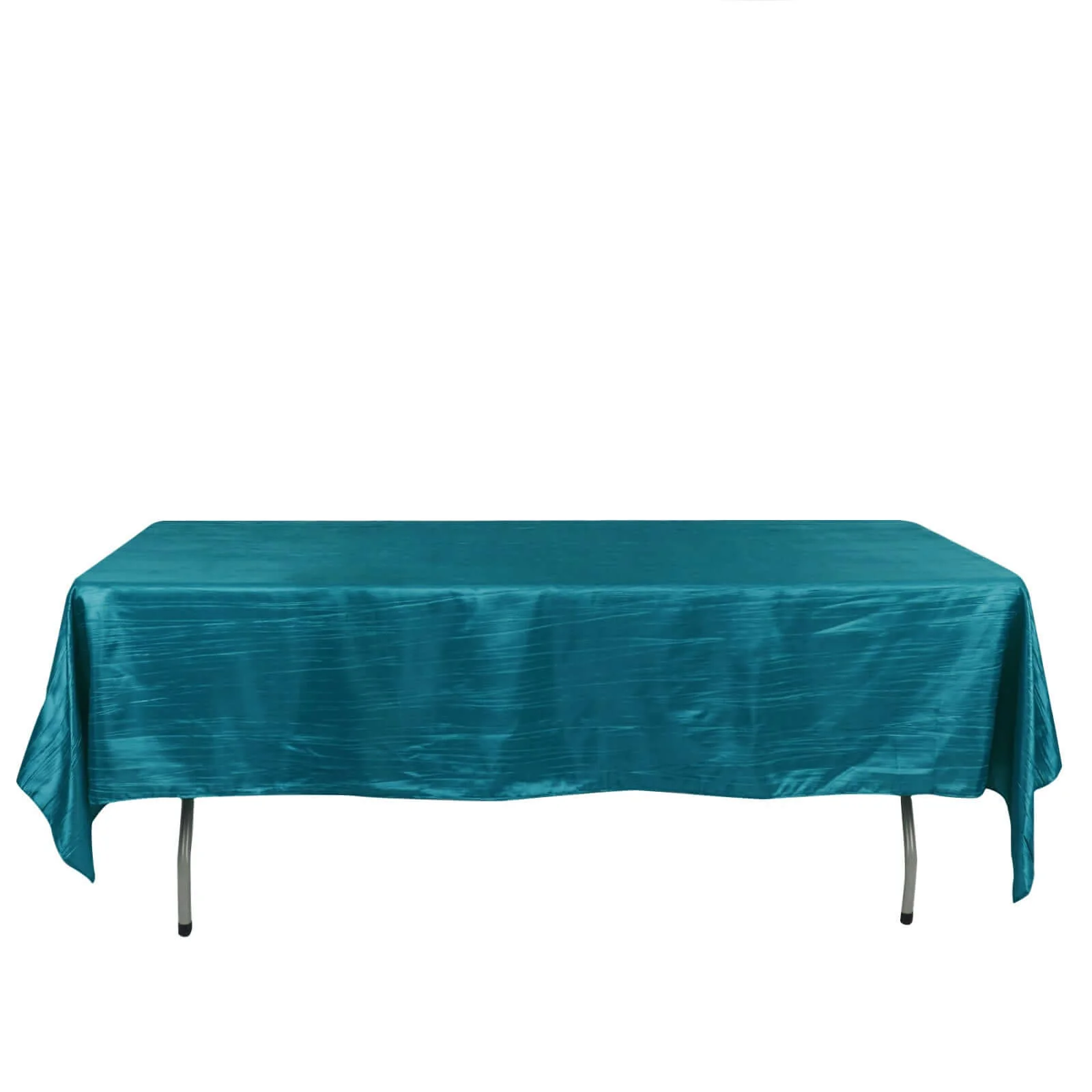 Taffeta Rectangle Tablecloth 60"x102" Teal Accordion Crinkle Table Cover - Image 7