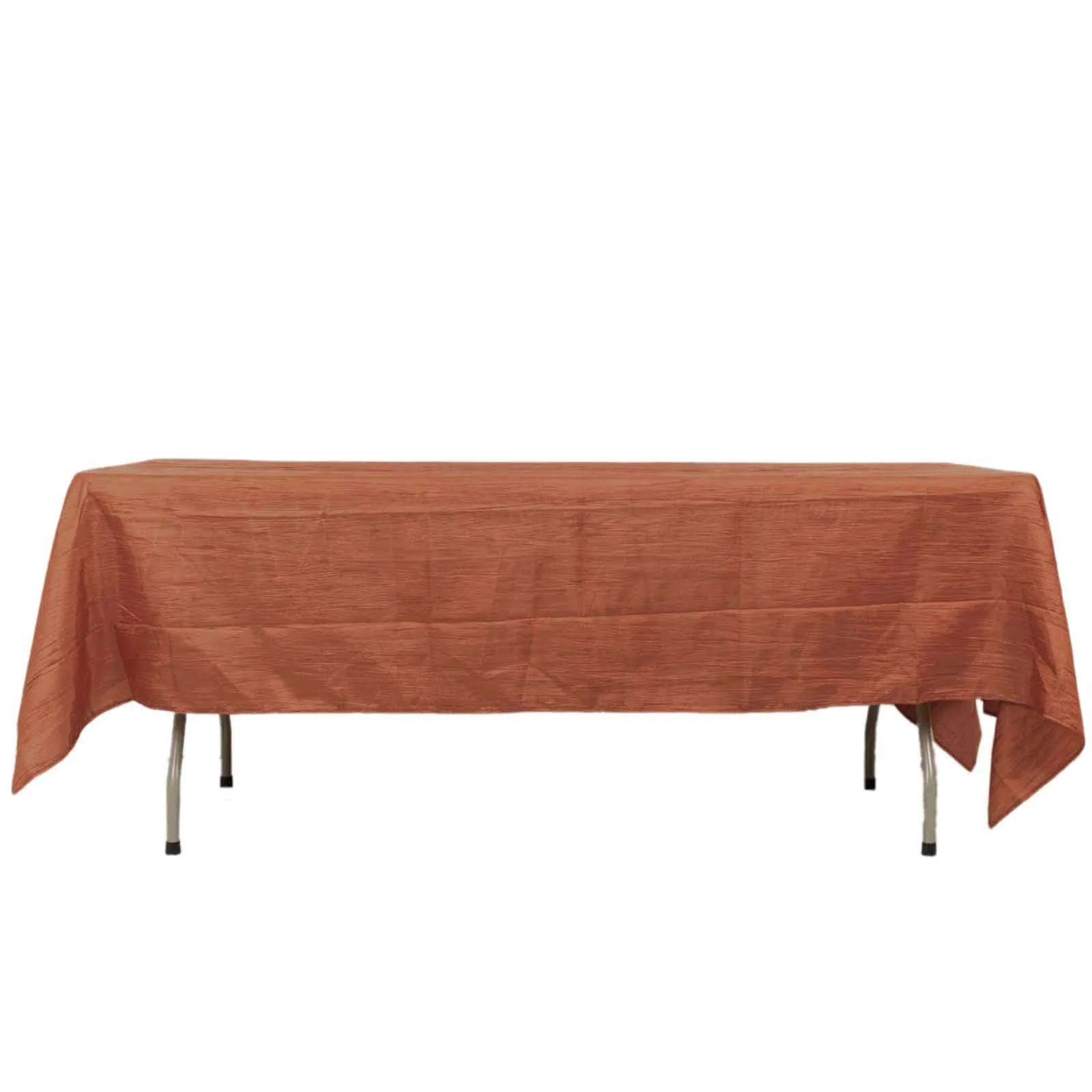 Taffeta Rectangle Tablecloth 60"x102" Terracotta (Rust) Accordion Crinkle Table Cover - Image 6