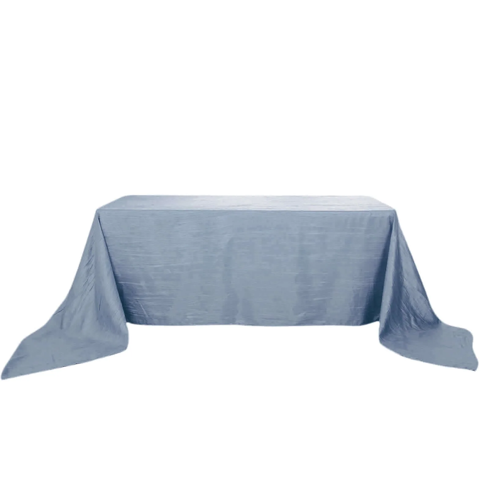 Taffeta Rectangle Tablecloth 90"x132" Dusty Blue with Accordion Crinkle Design - Seamless Finish - Image 7