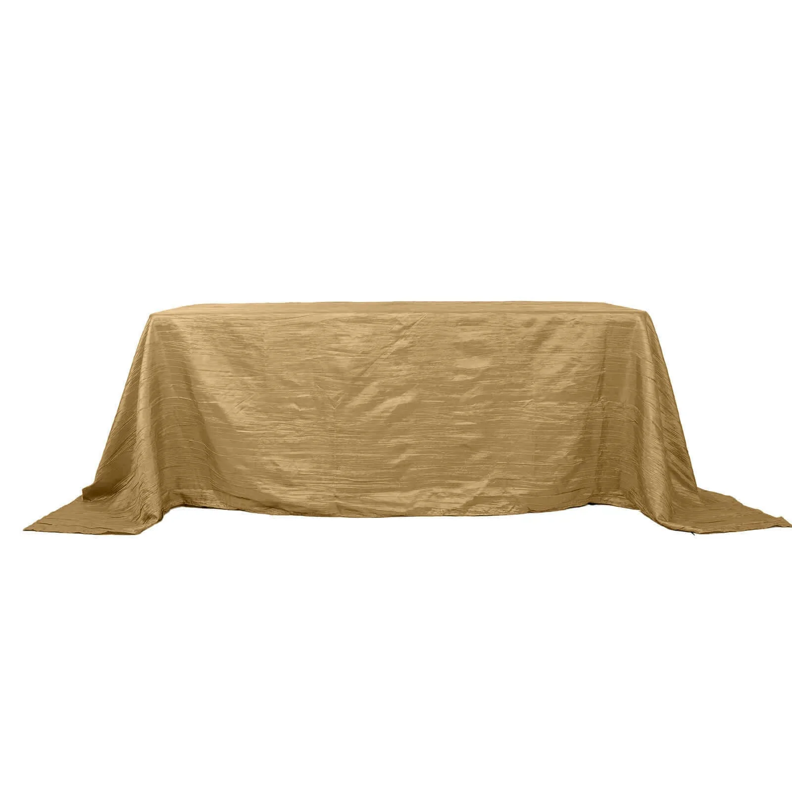 Taffeta Rectangle Tablecloth 90"x132" Gold with Accordion Crinkle Design - Seamless Finish for Refined Events - Image 6