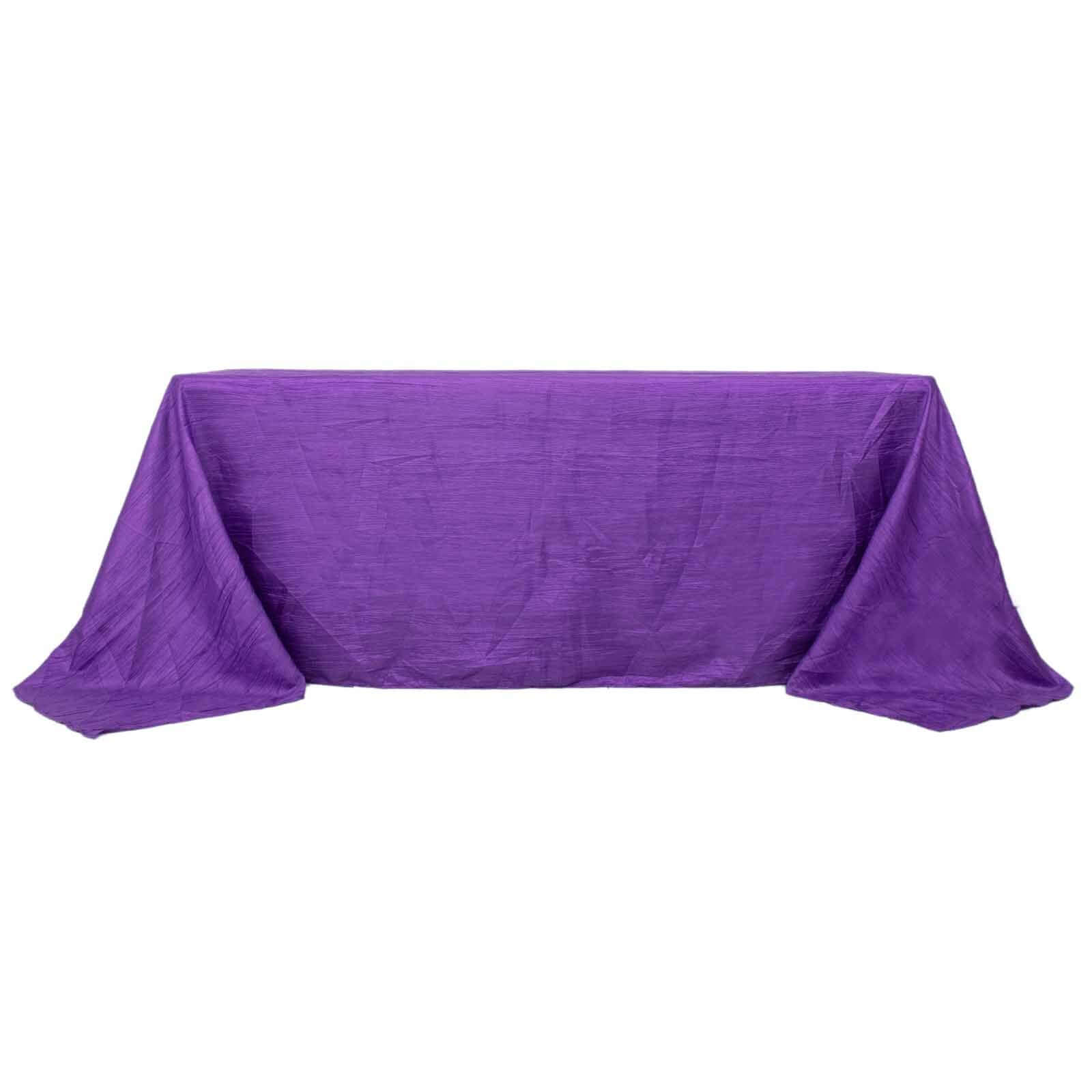 Taffeta Rectangle Tablecloth 90"x132" Purple with Accordion Crinkle Design - Seamless Finish - Image 8