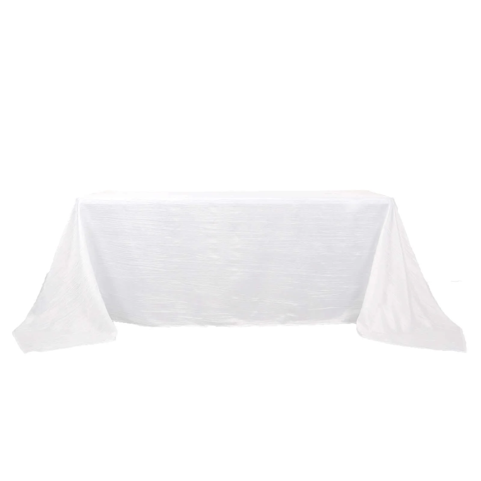 Taffeta Rectangle Tablecloth 90"x132" White with Accordion Crinkle Design - Seamless Finish for Refined Events - Image 7