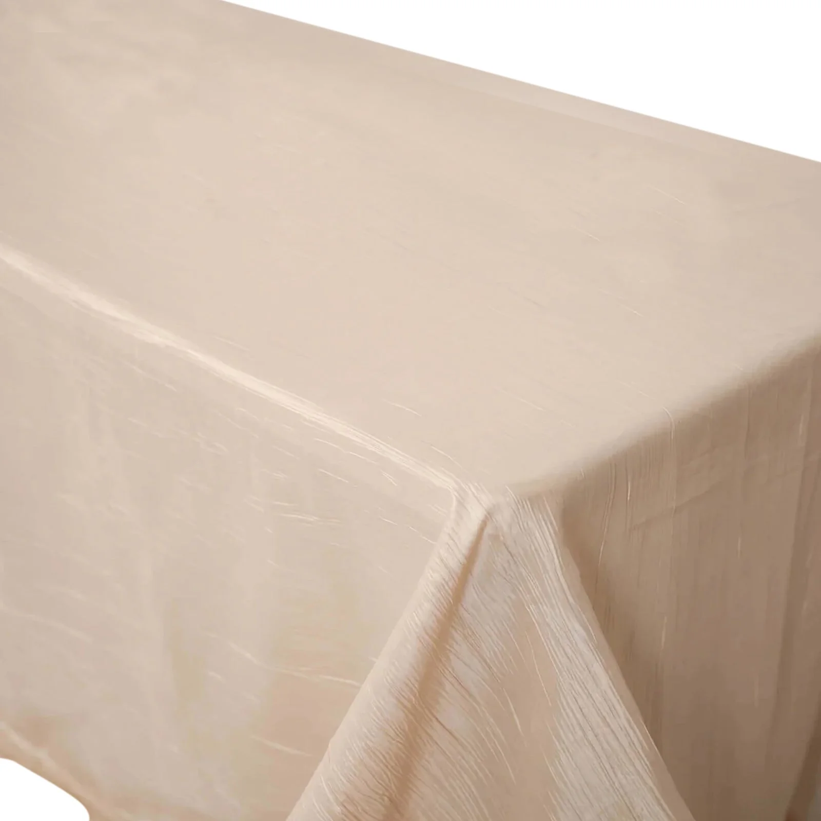 Taffeta Rectangle Tablecloth 90"x156" Beige with Accordion Crinkle Design - Seamless Finish