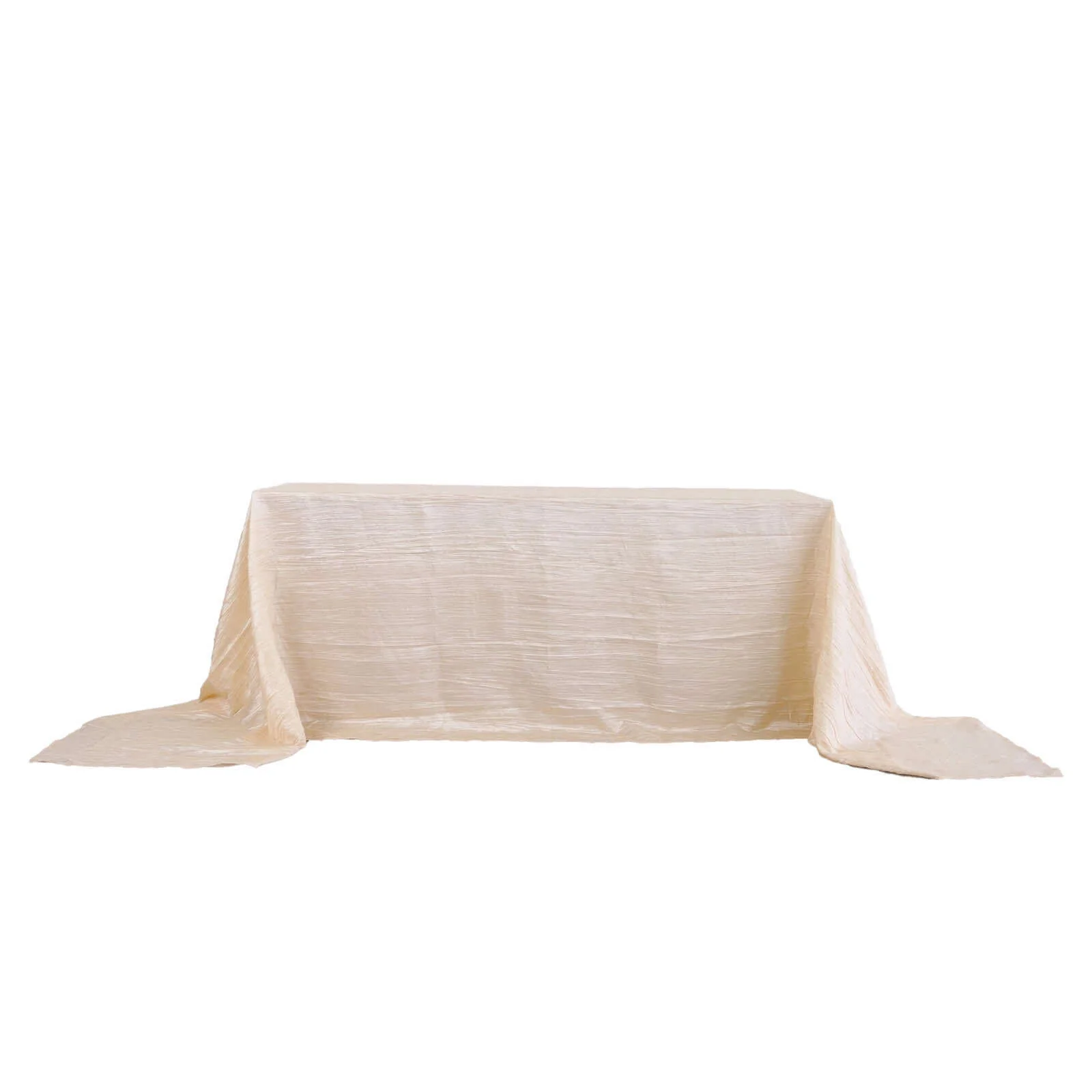 Taffeta Rectangle Tablecloth 90"x156" Beige with Accordion Crinkle Design - Seamless Finish - Image 5