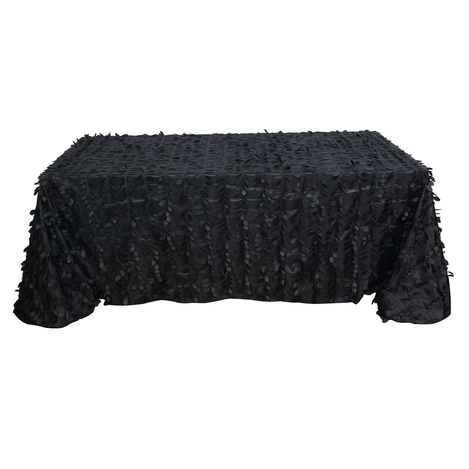 Taffeta Rectangle Tablecloth 90"x156" Black - 3D Leaf Petal Seamless Table Cover for Upscale Table Settings - Image 7
