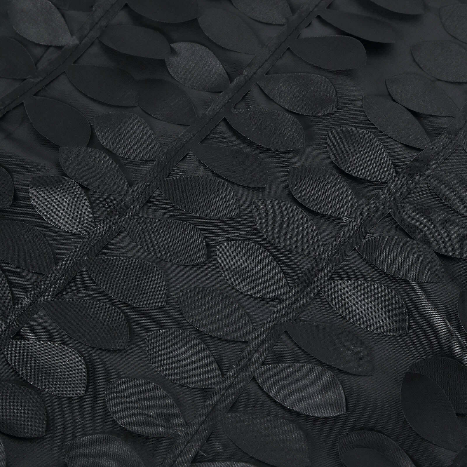 Taffeta Rectangle Tablecloth 90"x156" Black - 3D Leaf Petal Seamless Table Cover for Upscale Table Settings - Image 8