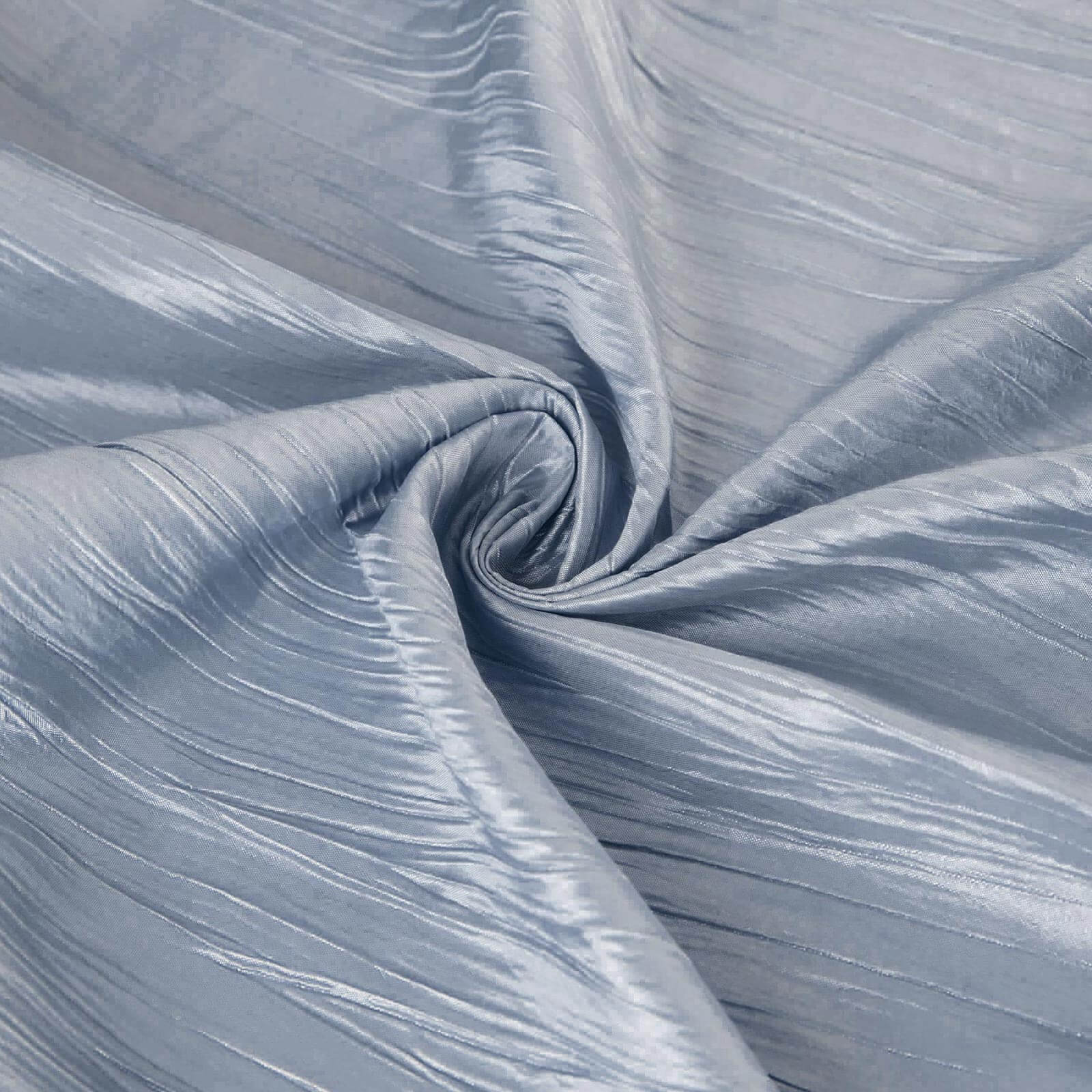 Taffeta Rectangle Tablecloth 90"x156" Dusty Blue with Accordion Crinkle Design - Seamless Finish - Image 7