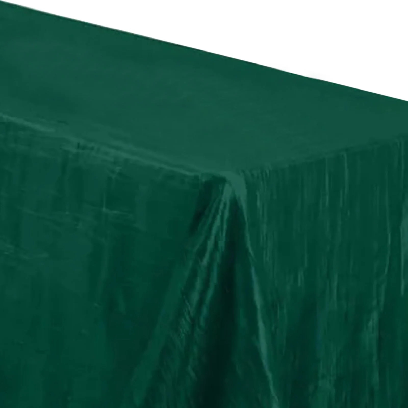 Taffeta Rectangle Tablecloth 90"x156" Hunter Emerald Green with Accordion Crinkle Design - Seamless Finish