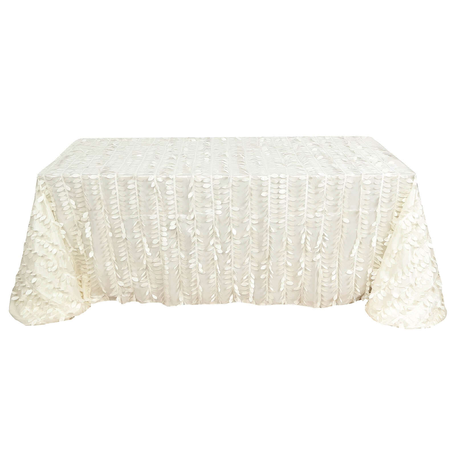 Taffeta Rectangle Tablecloth 90"x156" Ivory - 3D Leaf Petal Seamless Table Cover - Image 5