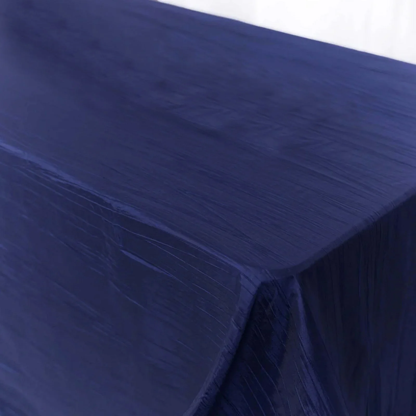 Taffeta Rectangle Tablecloth 90"x156" Navy Blue with Accordion Crinkle Design - Seamless Finish