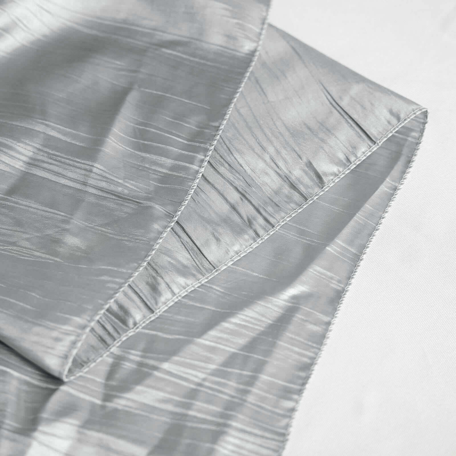 Taffeta Rectangle Tablecloth 90"x156" Silver with Accordion Crinkle Design - Seamless Finish - Image 11