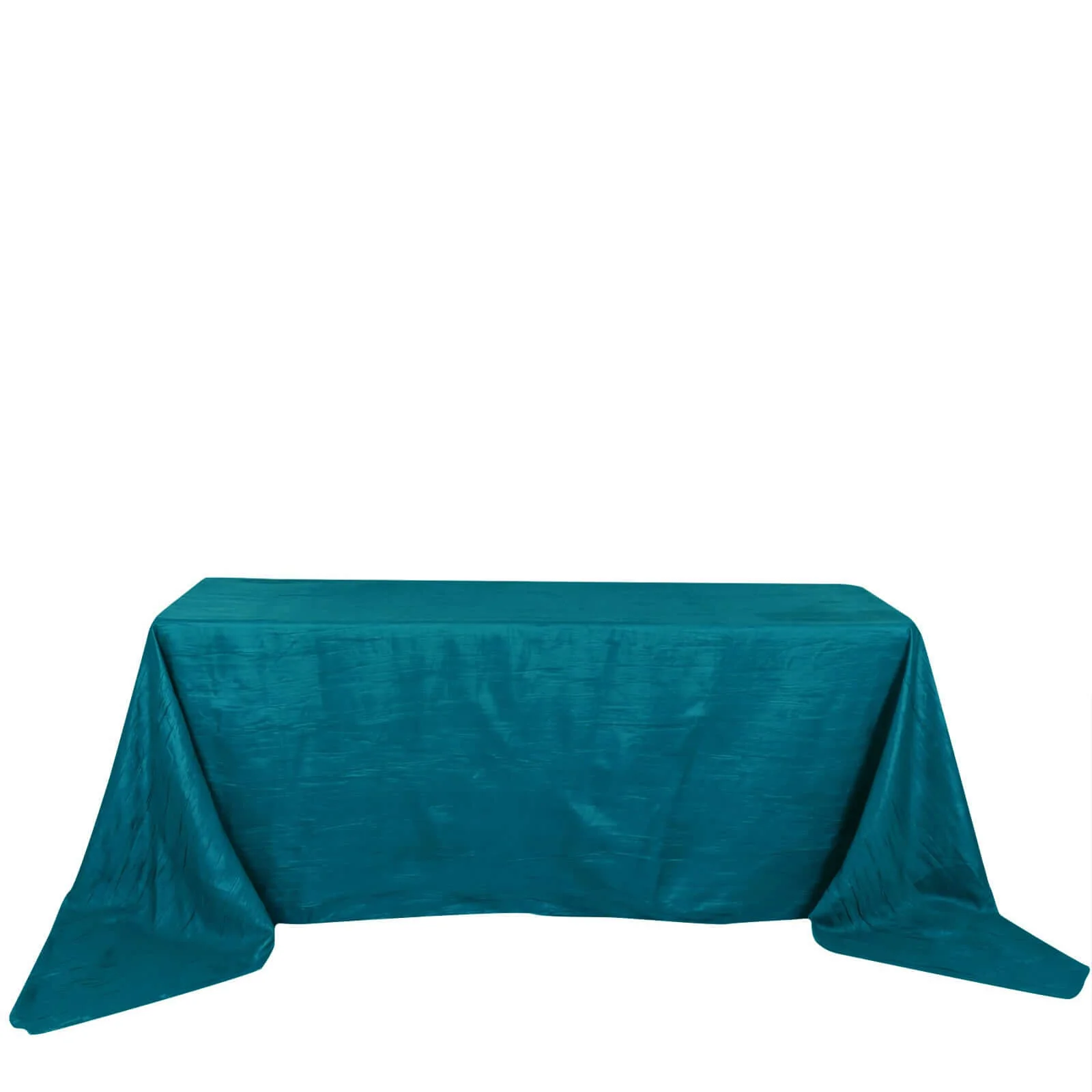 Taffeta Rectangle Tablecloth 90"x156" Teal with Accordion Crinkle Design - Seamless Finish - Image 6
