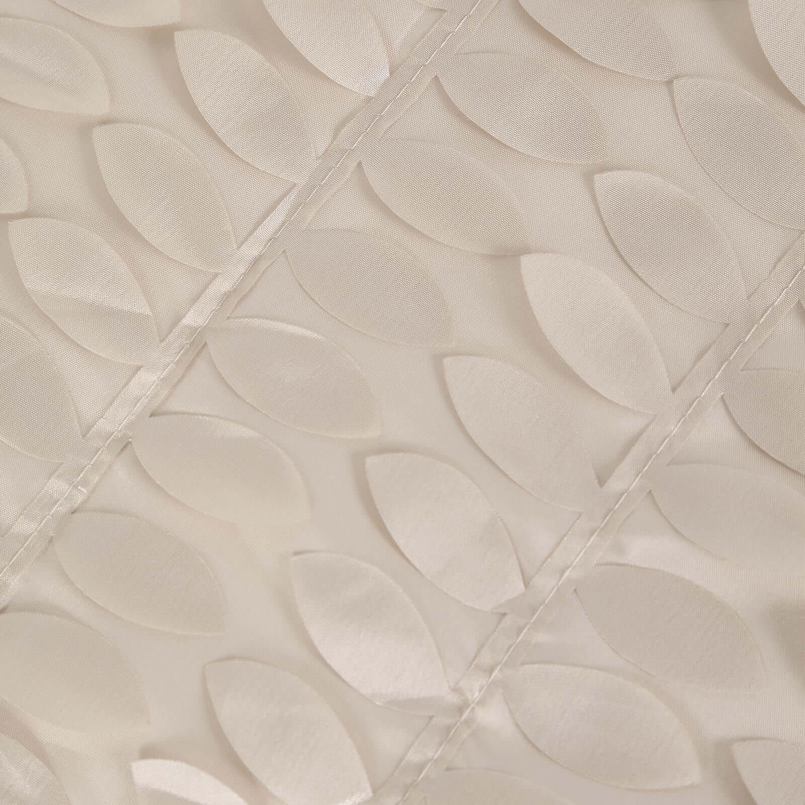 Taffeta Round Tablecloth 120" Beige - 3D Leaf Petal Seamless Table Cover - Image 11