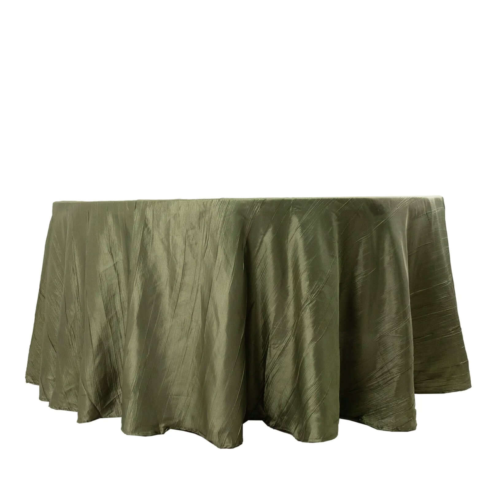 Taffeta Round Tablecloth 120" Dusty Sage Green with Accordion Crinkle Design - Seamless Finish - Image 6