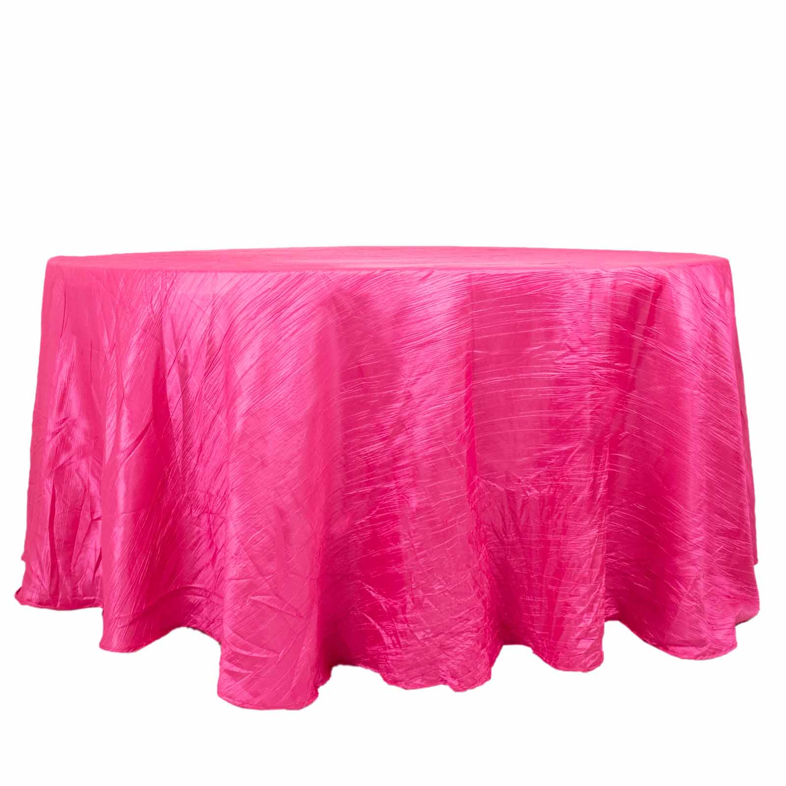 Taffeta Round Tablecloth 120" Fuchsia with Accordion Crinkle Design - Seamless Finish - Image 7