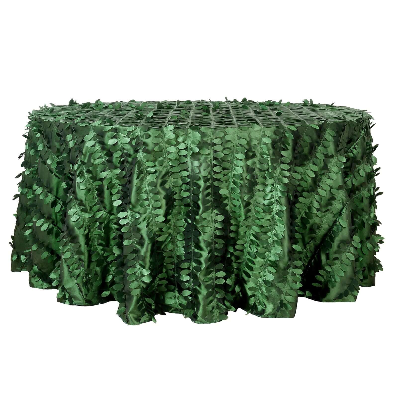 Taffeta Round Tablecloth 120" Green - 3D Leaf Petal Seamless Table Cover - Image 6