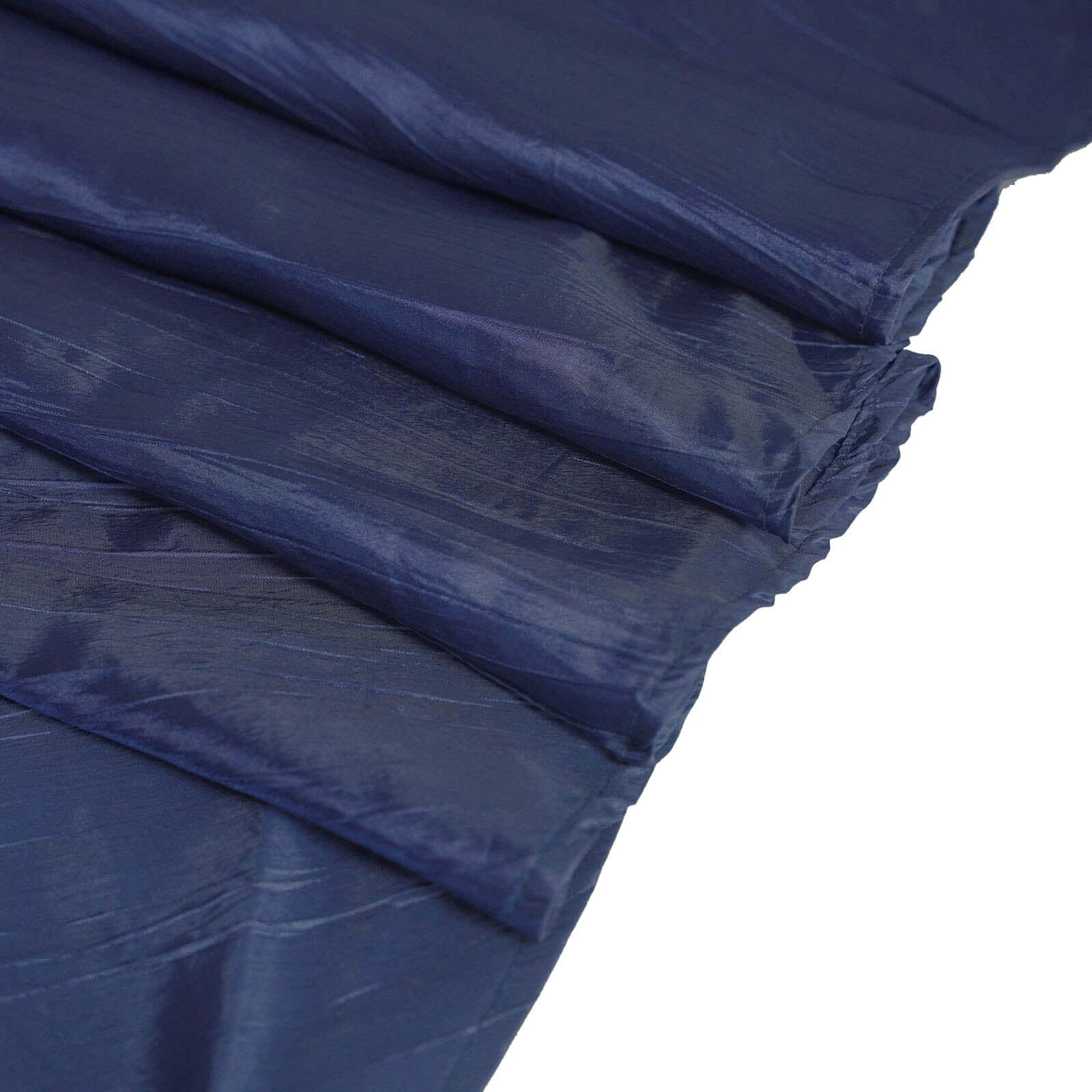 Taffeta Round Tablecloth 120" Navy Blue with Accordion Crinkle Design - Seamless Finish - Image 8