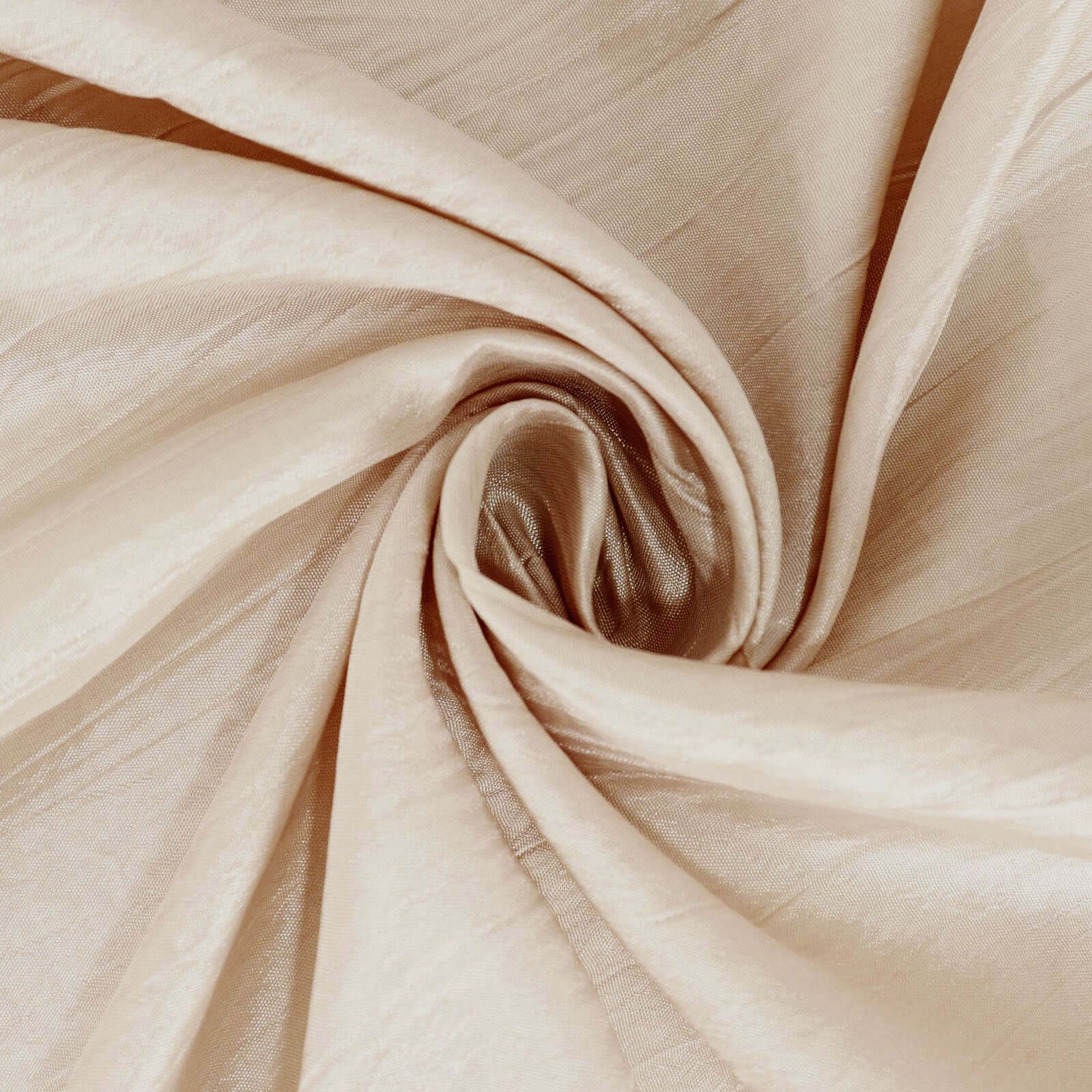 Taffeta Round Tablecloth 132" Beige Accordion Crinkle Table Cover - Image 8