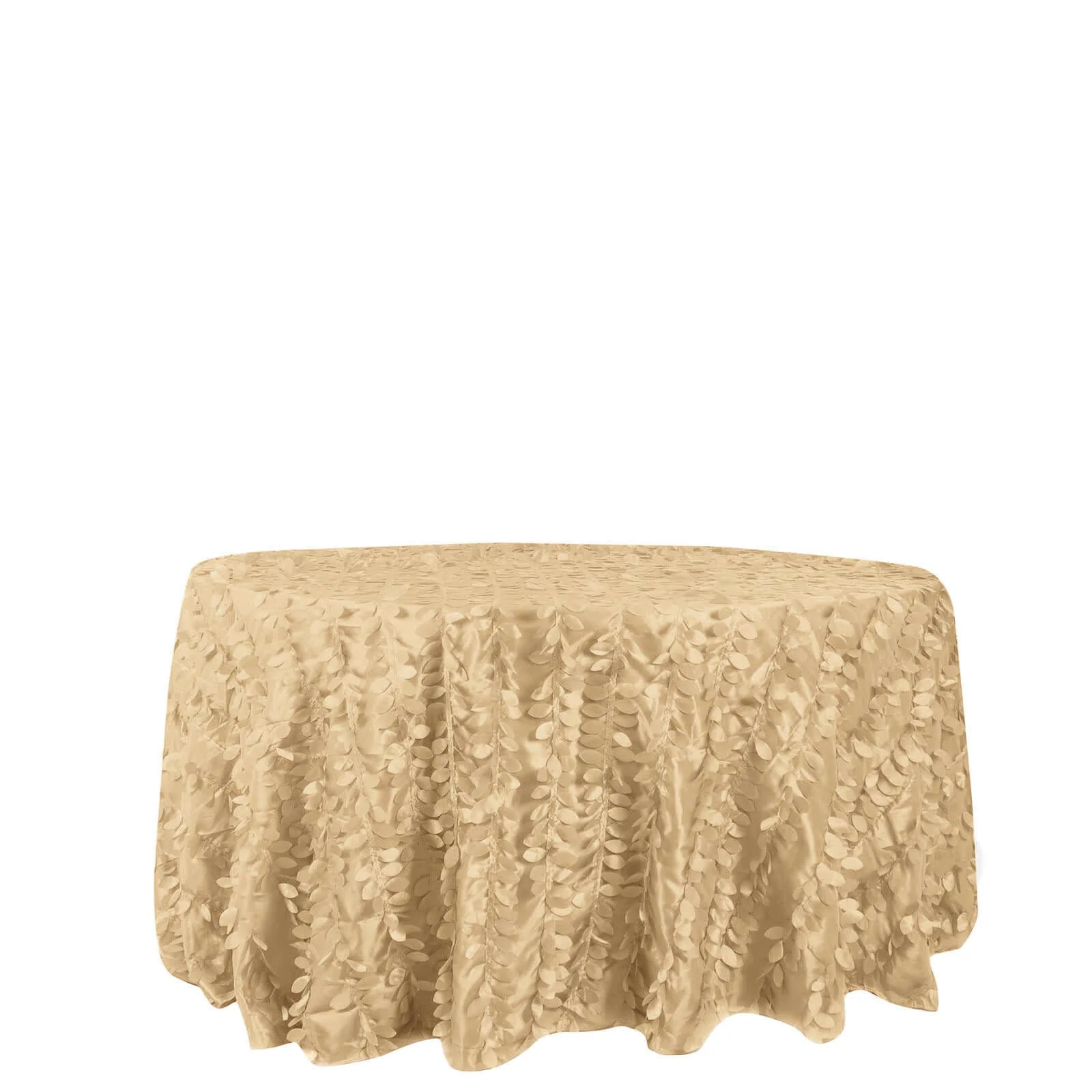 Taffeta Round Tablecloth 132" Champagne - Hand-sewn Leaf Petal Seamless Table Cover - Image 7