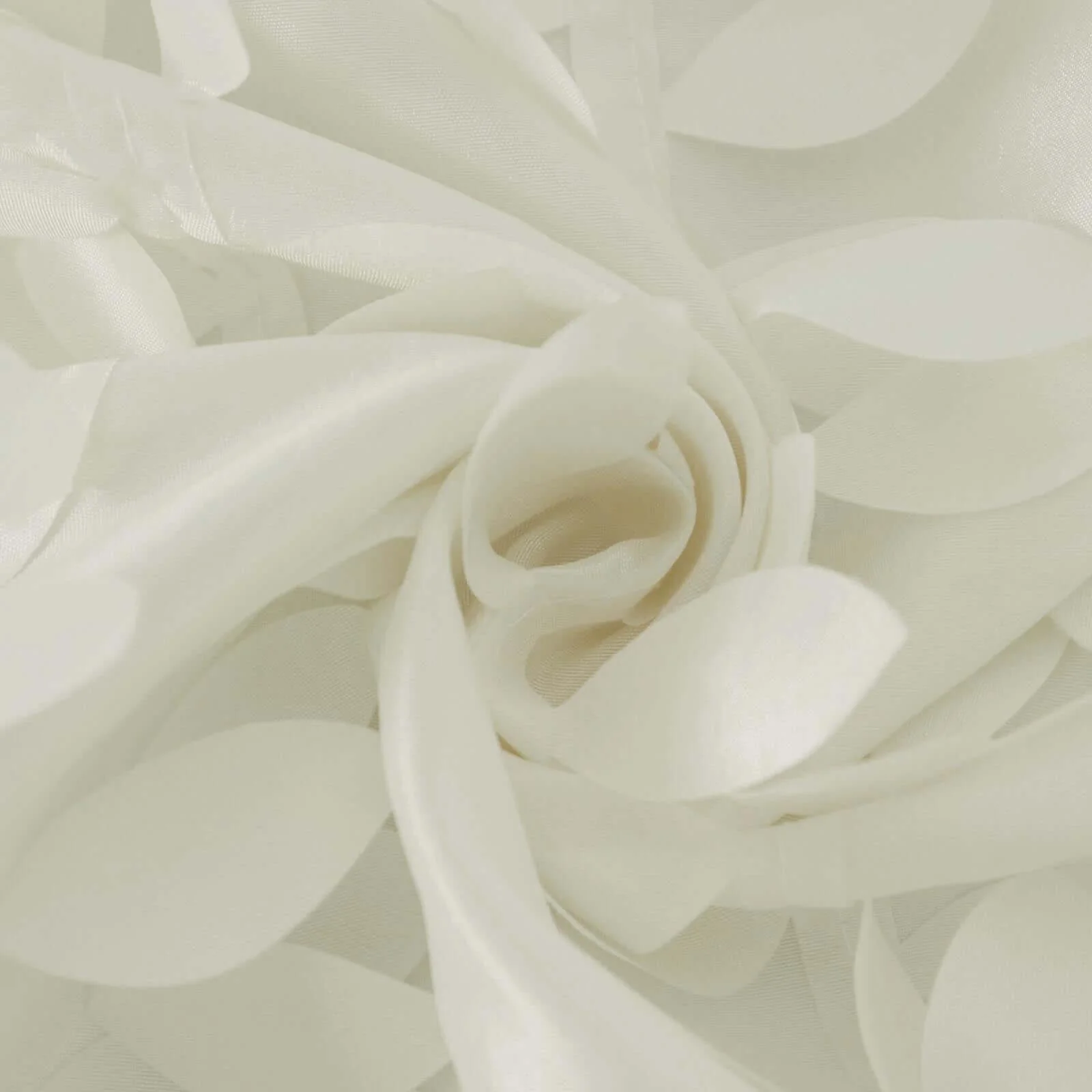 Taffeta Round Tablecloth 132" Ivory - Hand-sewn Leaf Petal Seamless Table Cover - Image 8