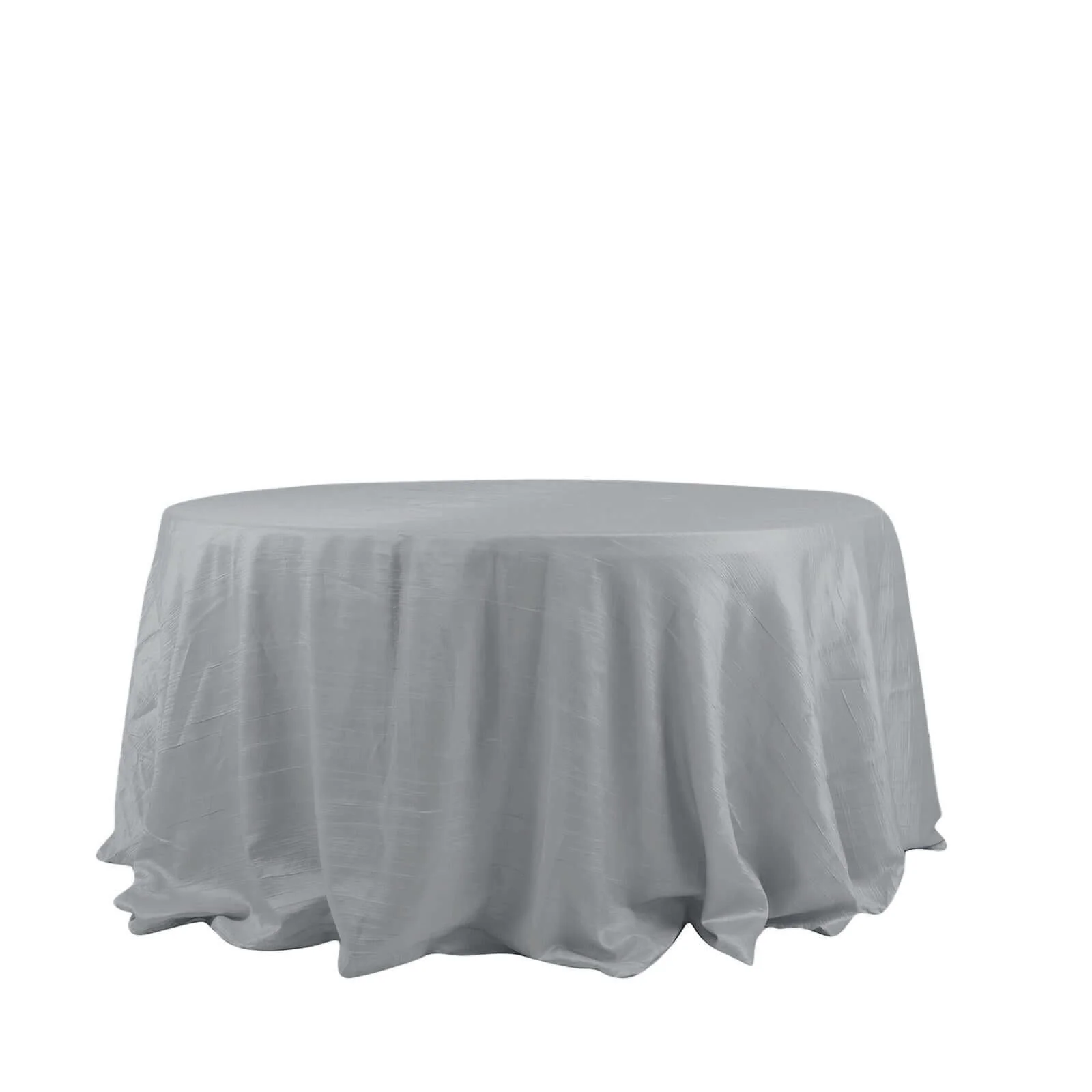 Taffeta Round Tablecloth 132" Silver Accordion Crinkle Table Cover - Image 7