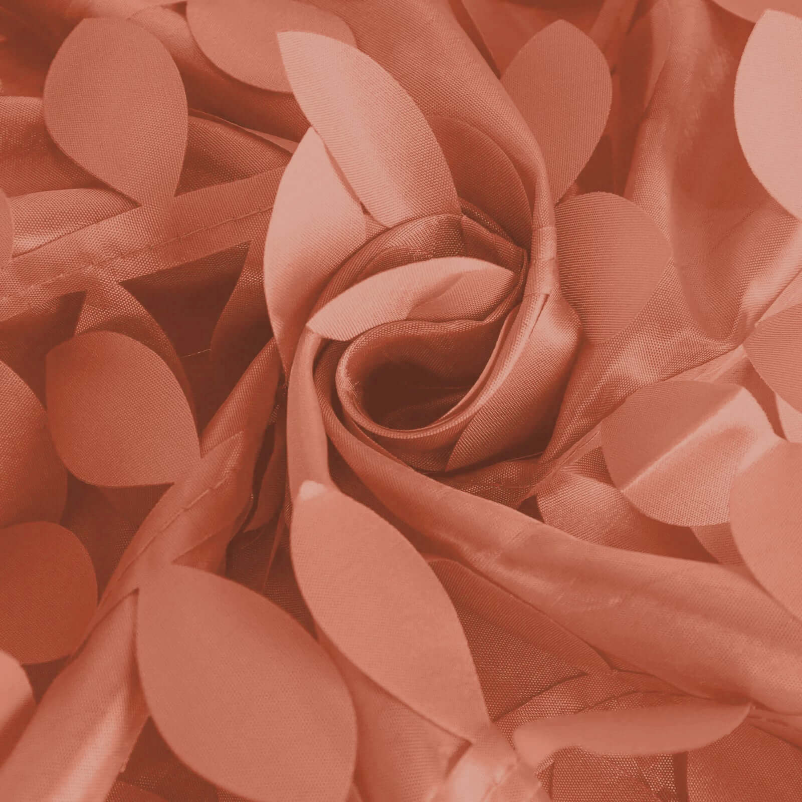 Taffeta Round Tablecloth 132" Terracotta (Rust) - Hand-sewn Leaf Petal Seamless Table Cover - Image 12