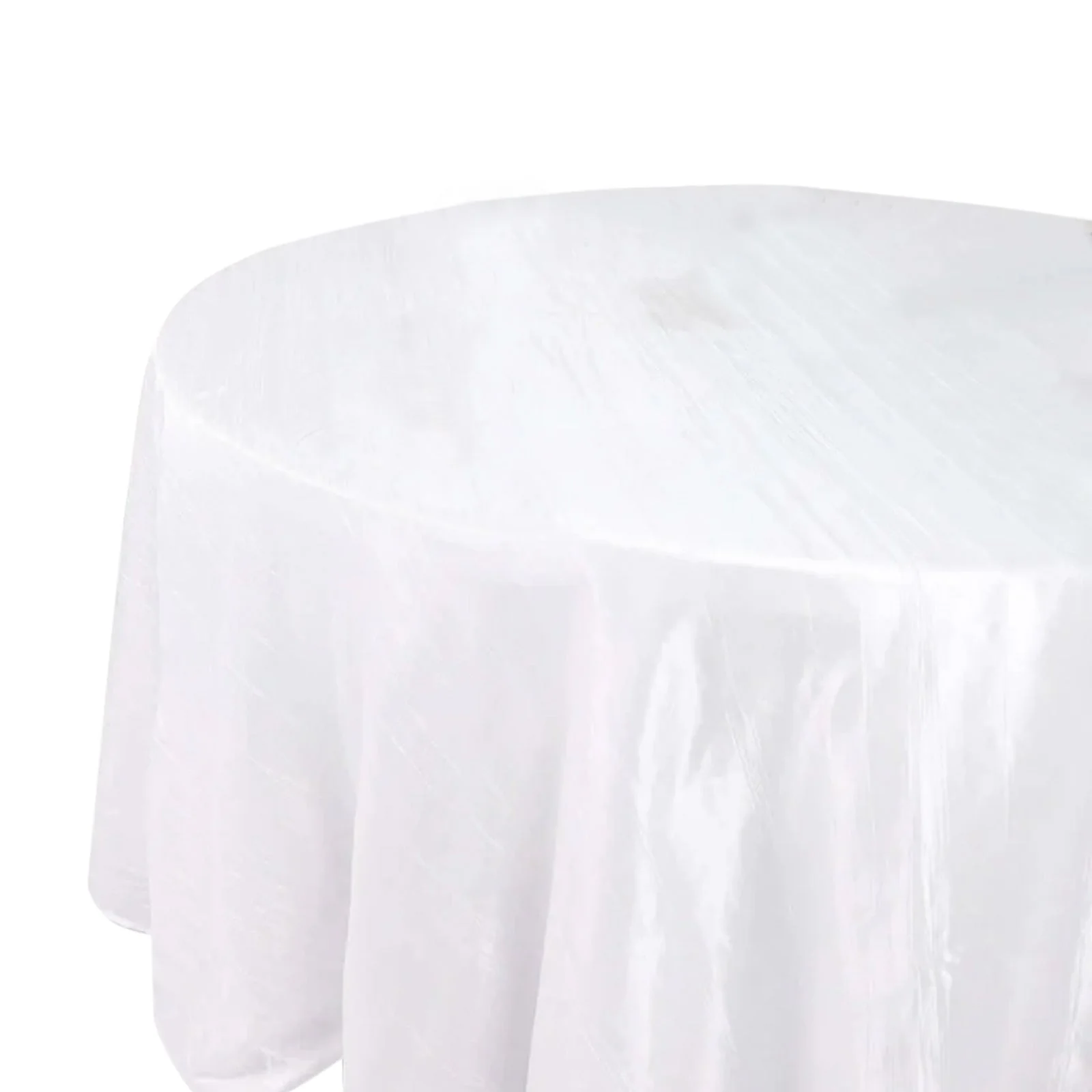 Taffeta Round Tablecloth 132" White with Accordion Crinkle Design - Chic Decor for Celebrations