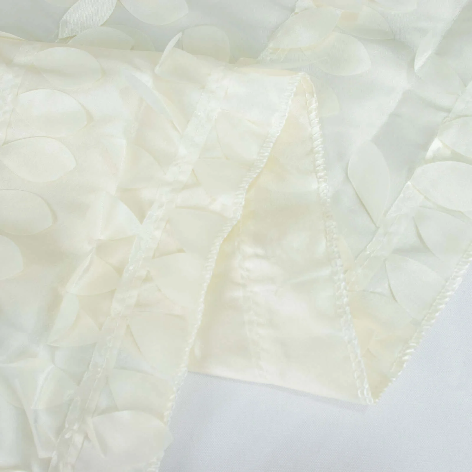 Taffeta Square Table Overlay 54"x54" Ivory - 3D Leaf Petal Tablecloth Topper - Image 5