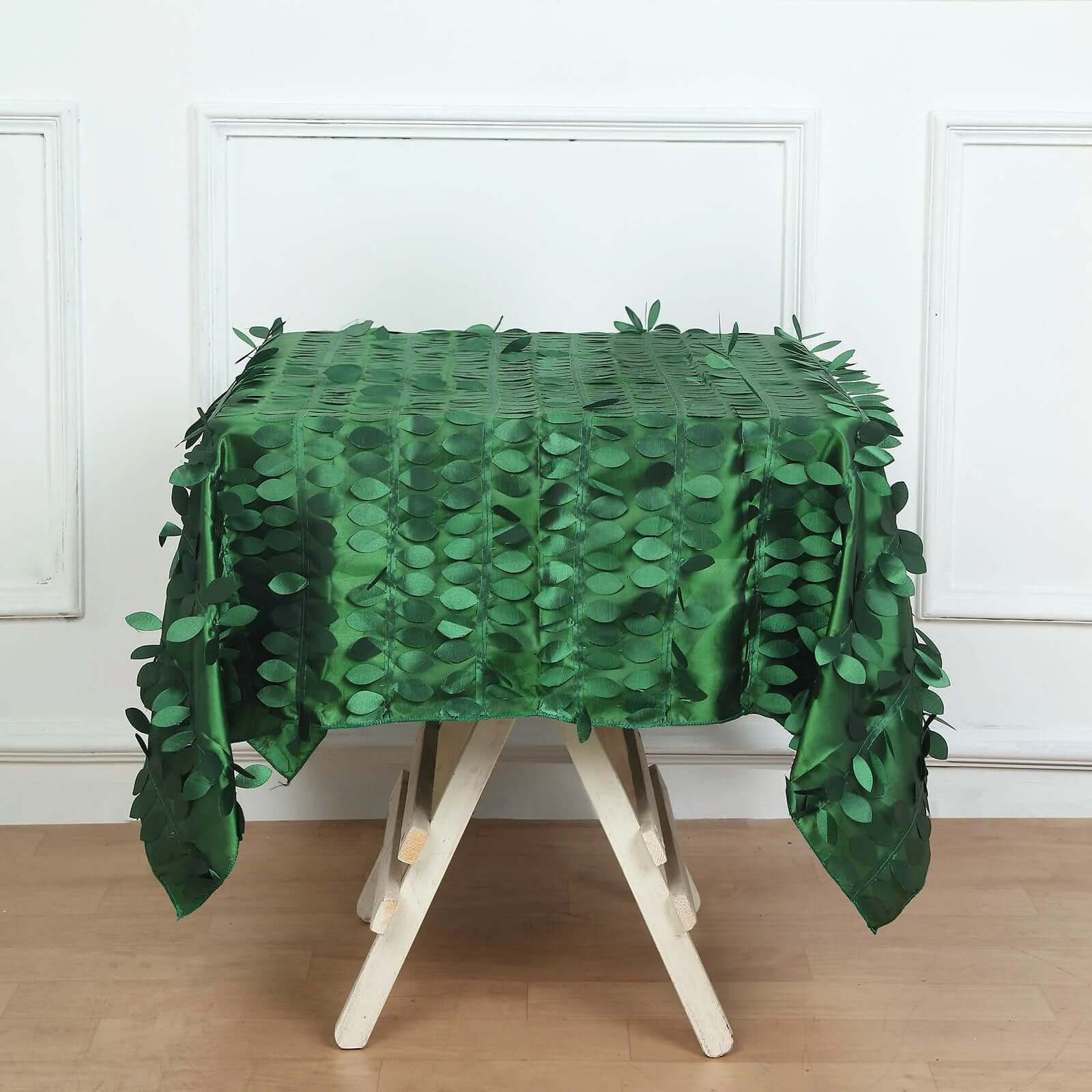 Taffeta Square Tablecloth 54"x54" Green - 3D Leaf Petal Table Cover