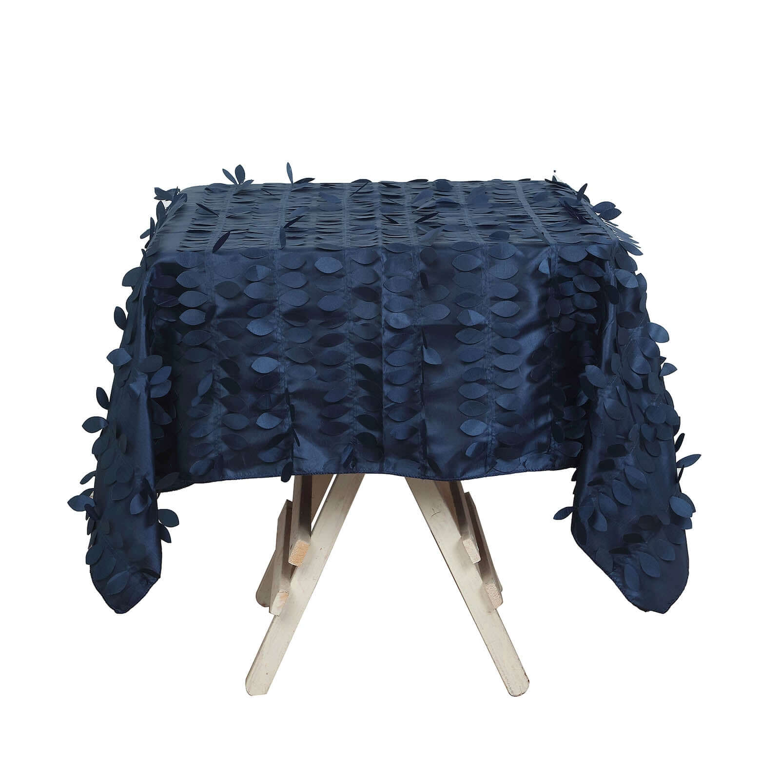 Taffeta Square Tablecloth 54"x54" Navy Blue - 3D Leaf Petal Table Cover - Image 7