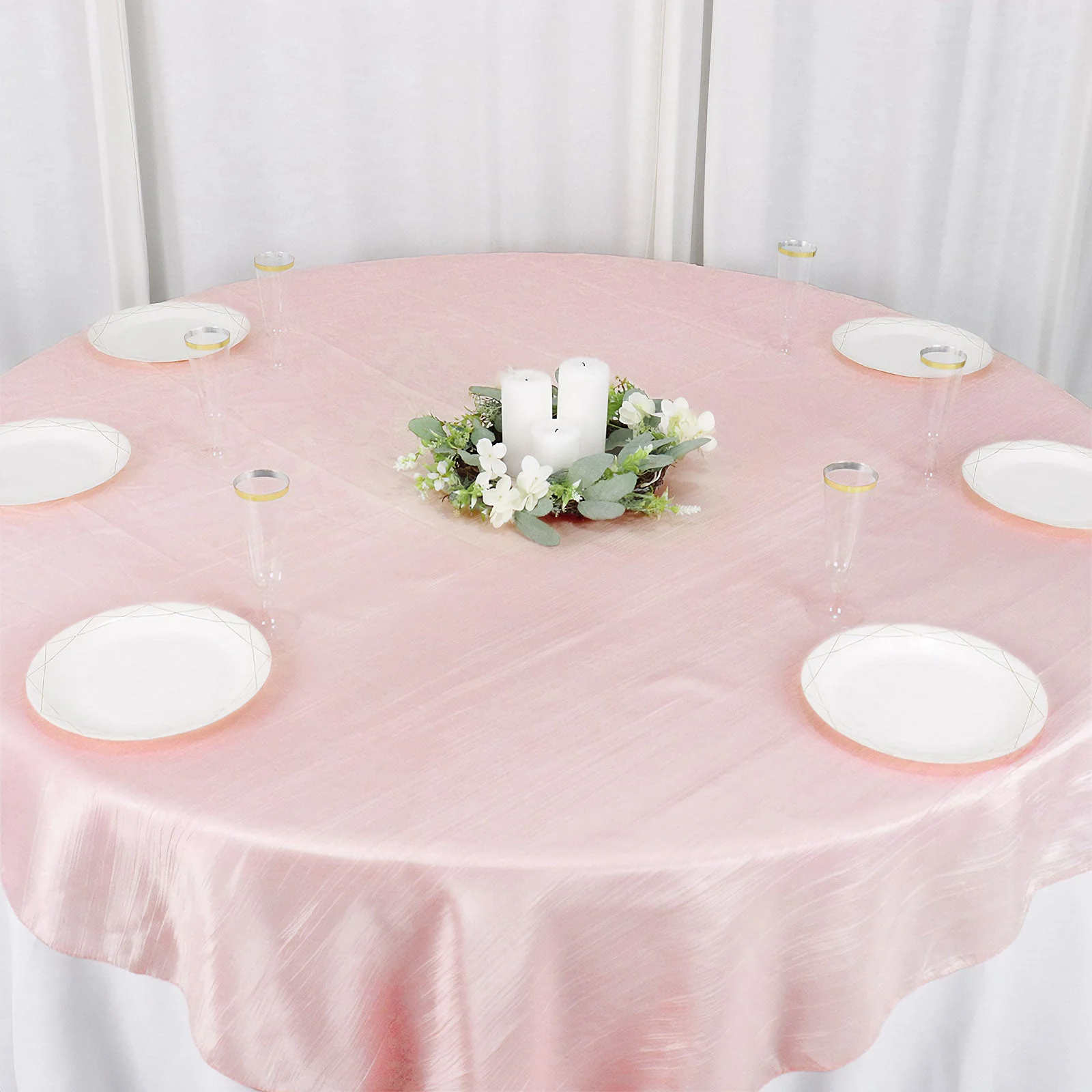 Taffeta Table Overlay 72"x72" Blush - Accordion Crinkle Table Topper - Image 2